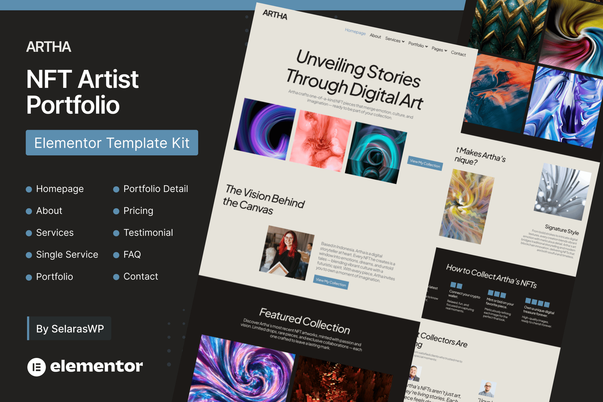 Artha – NFT Artist Portfolio Elementor Pro Template Kit