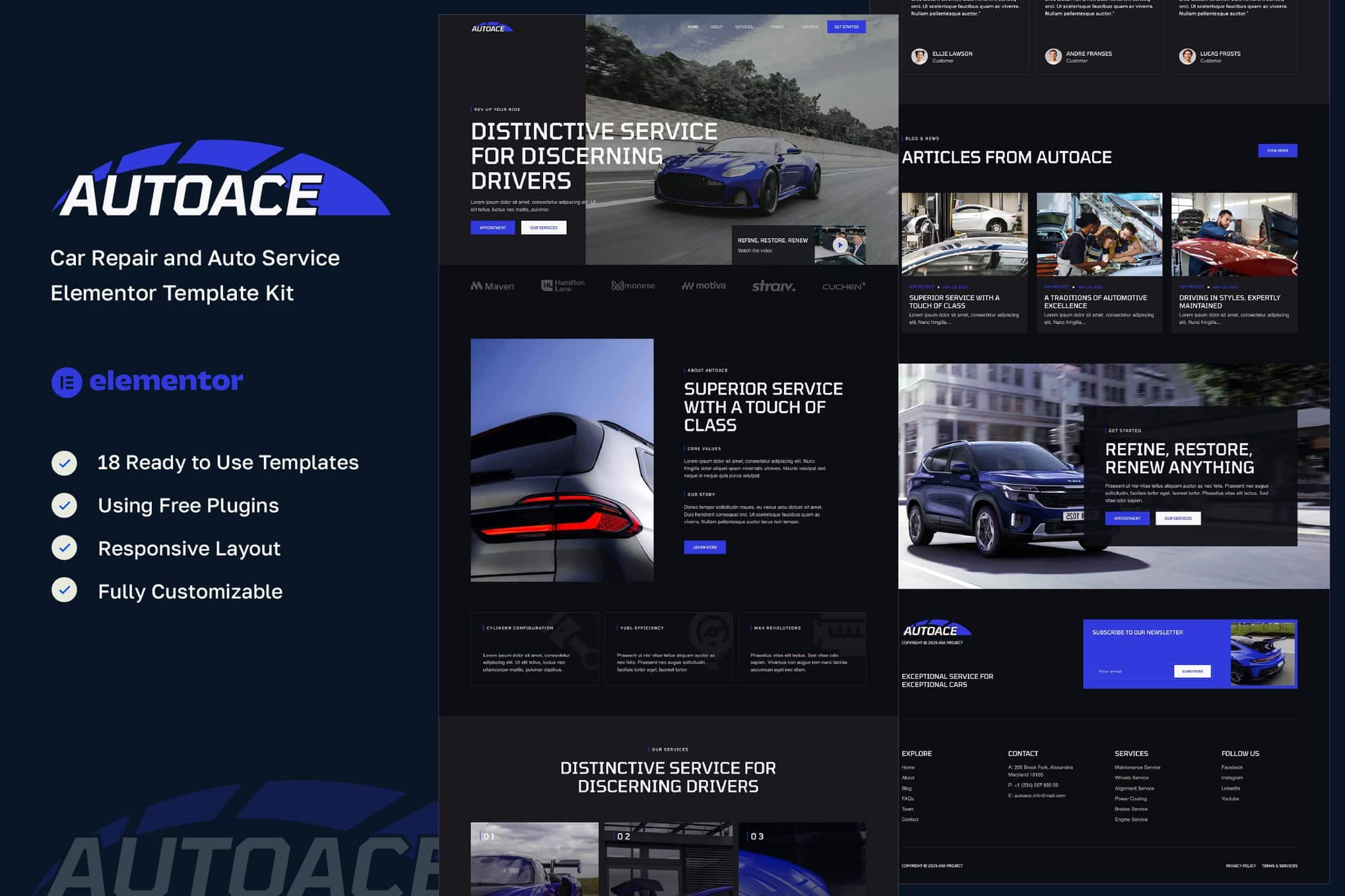 Autoace – Car Repair & Auto Service Elementor Template Kit