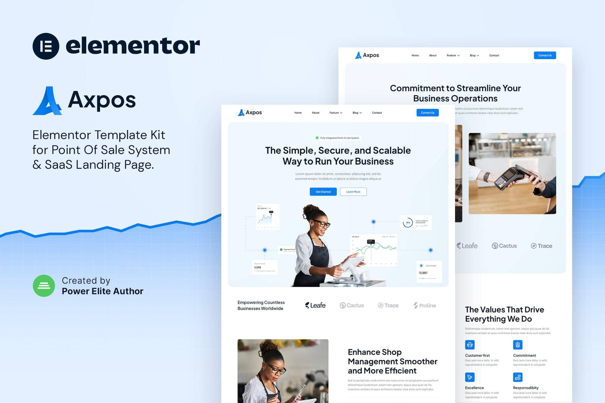 Axpos - Point Of Sale Software & SaaS Landing Page Elementor Template Kit