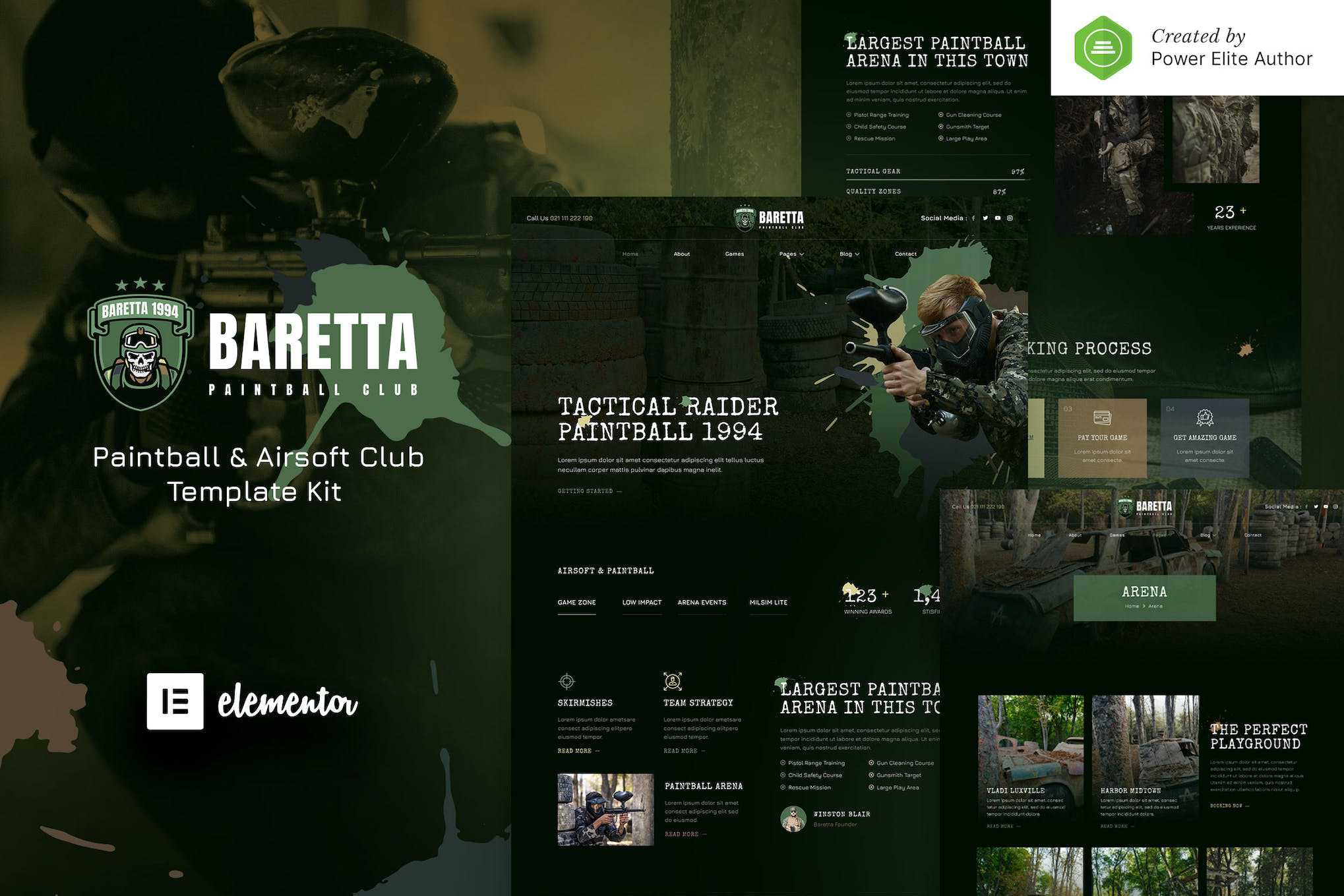 Baretta - Paintball & Airsoft Club Elementor Template Kit