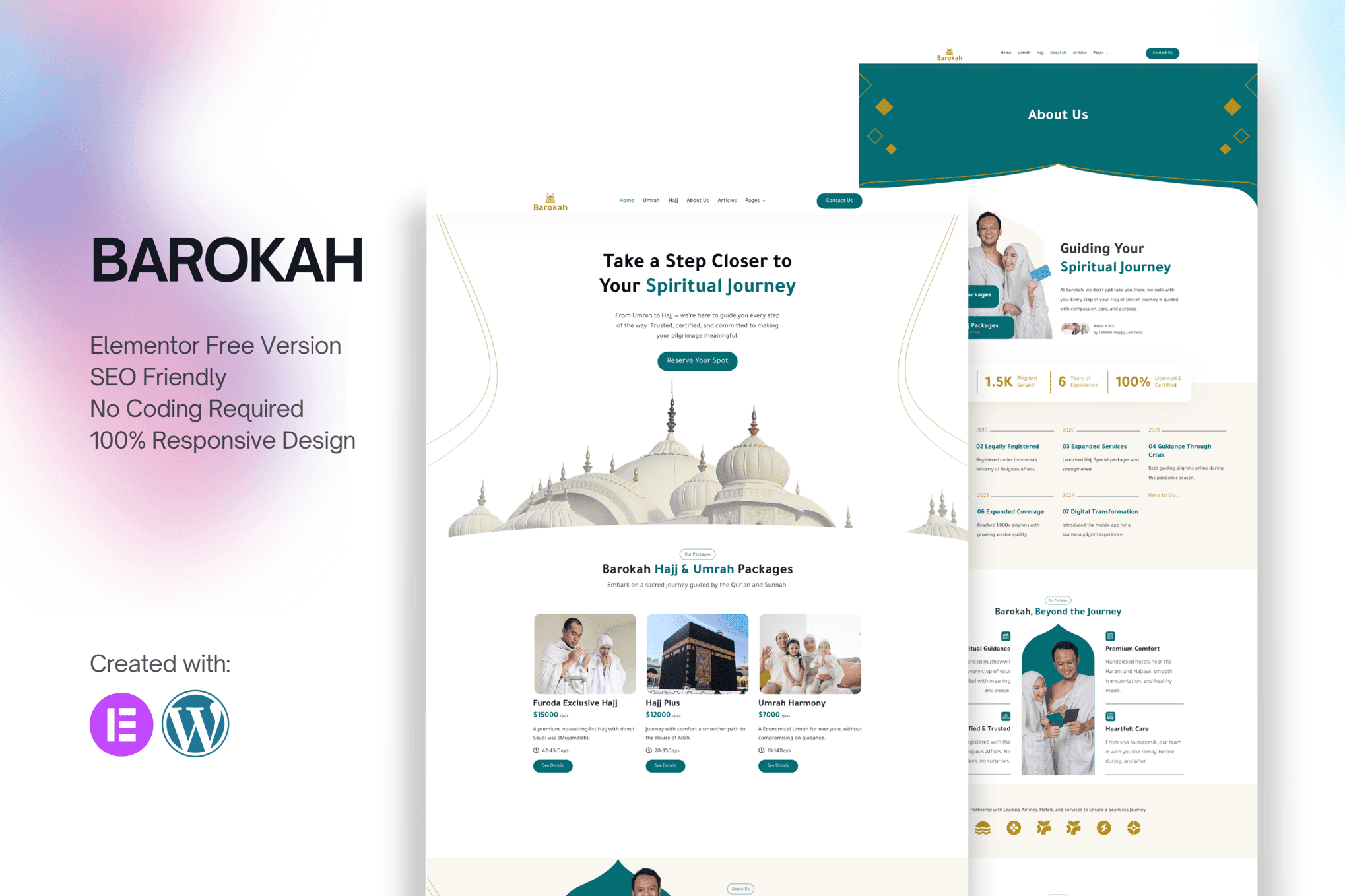 Barokah – Hajj & Umrah Tour Travel Elementor Template Kit