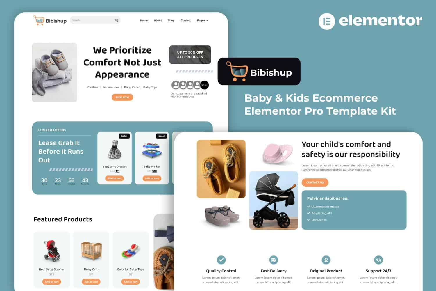 Bibishup - Baby & Kids Ecommerce Elementor Pro Template Kit