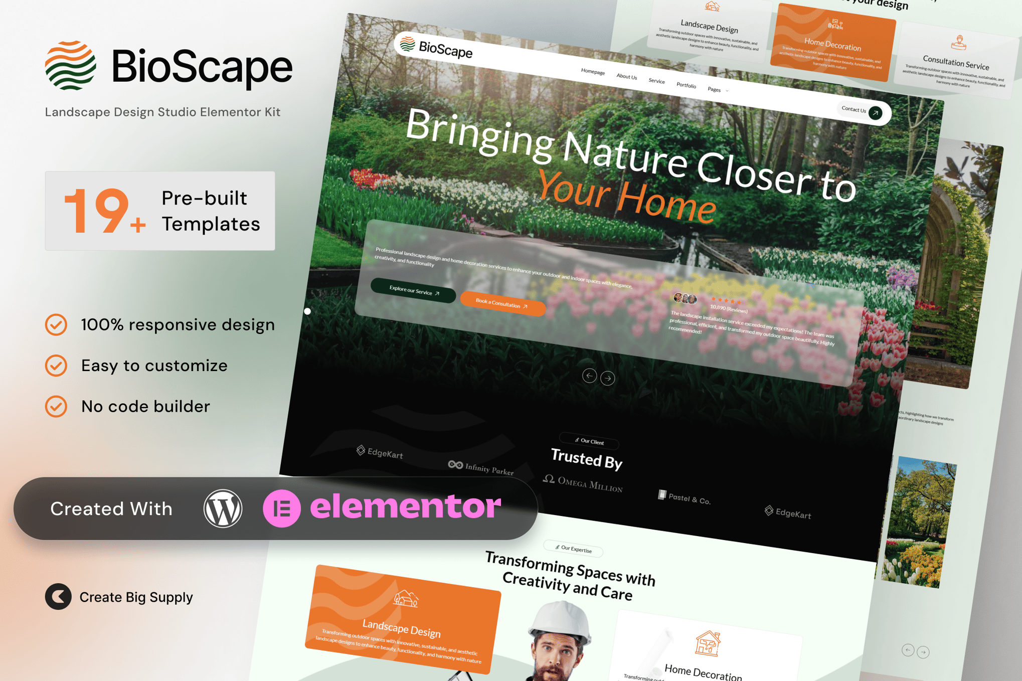 BioScape – Landscape Design & Home Decoration Elementor Template Kit