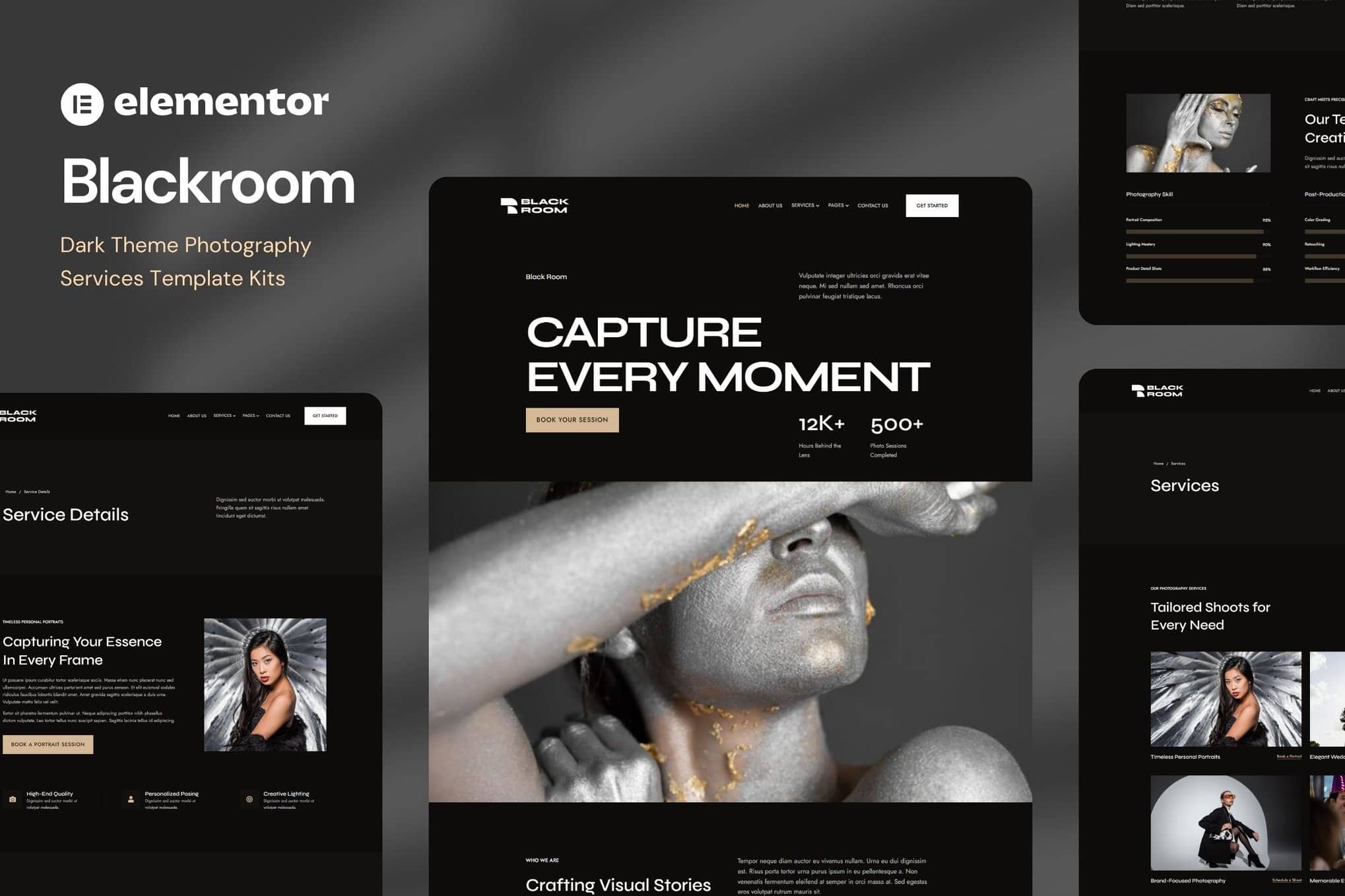 Blackroom – Dark Theme Photography Elementor Template Kit