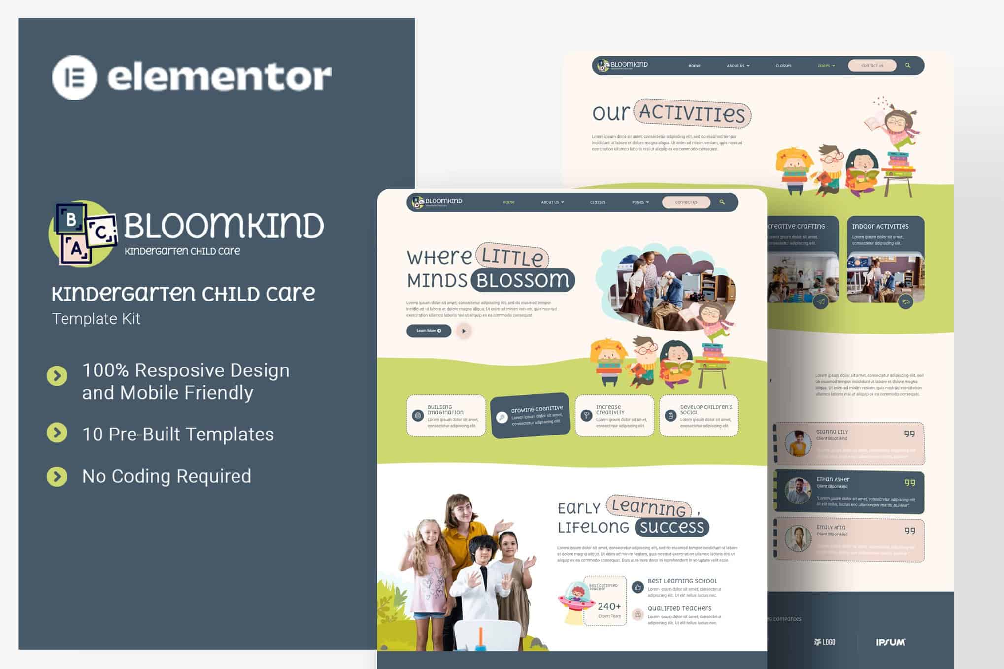 Bloomkind – Kindergarten Child Care Elementor Template Kit