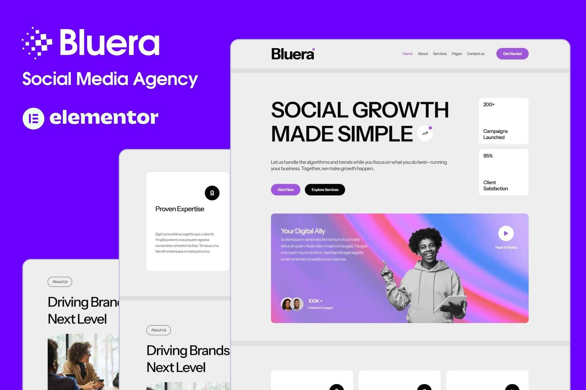 Bluera – Social Media Agency Elementor Template Kit