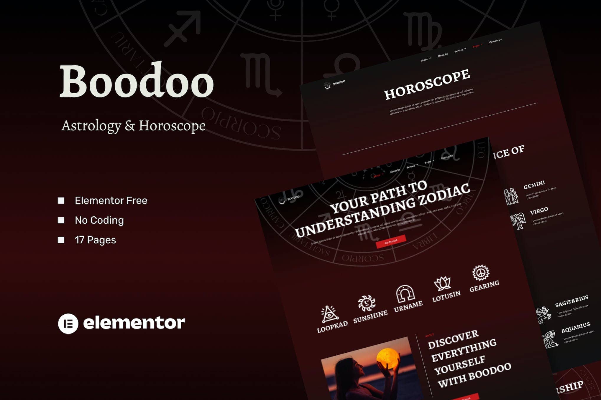 Boodoo - Astrology & Horoscope Elementor Template Kit