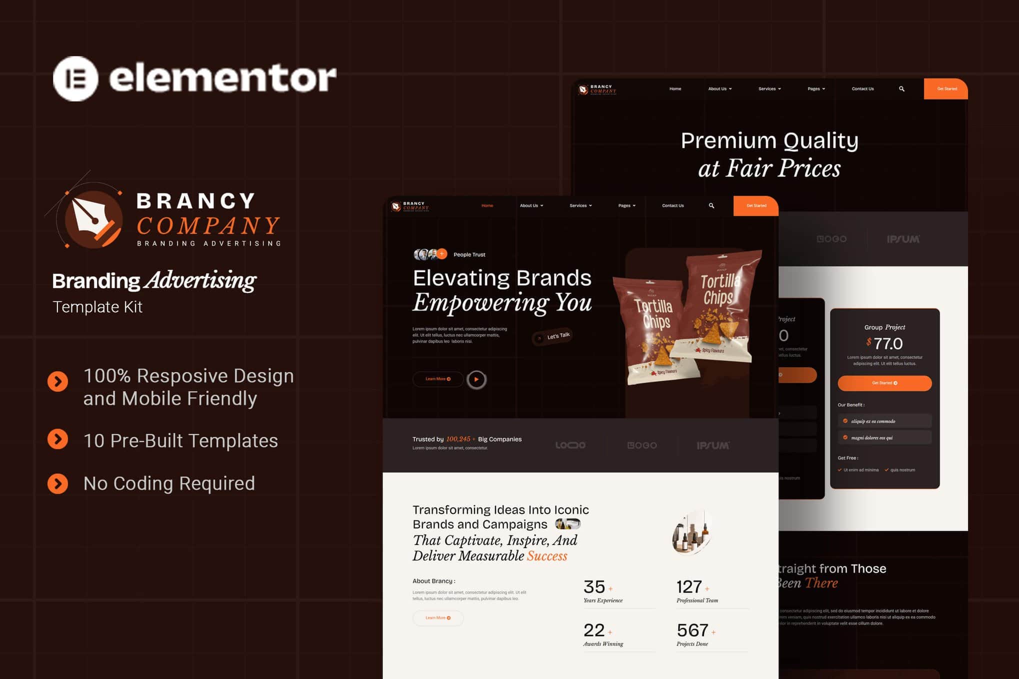 Brancy – Branding Advertising Elementor Template Kit