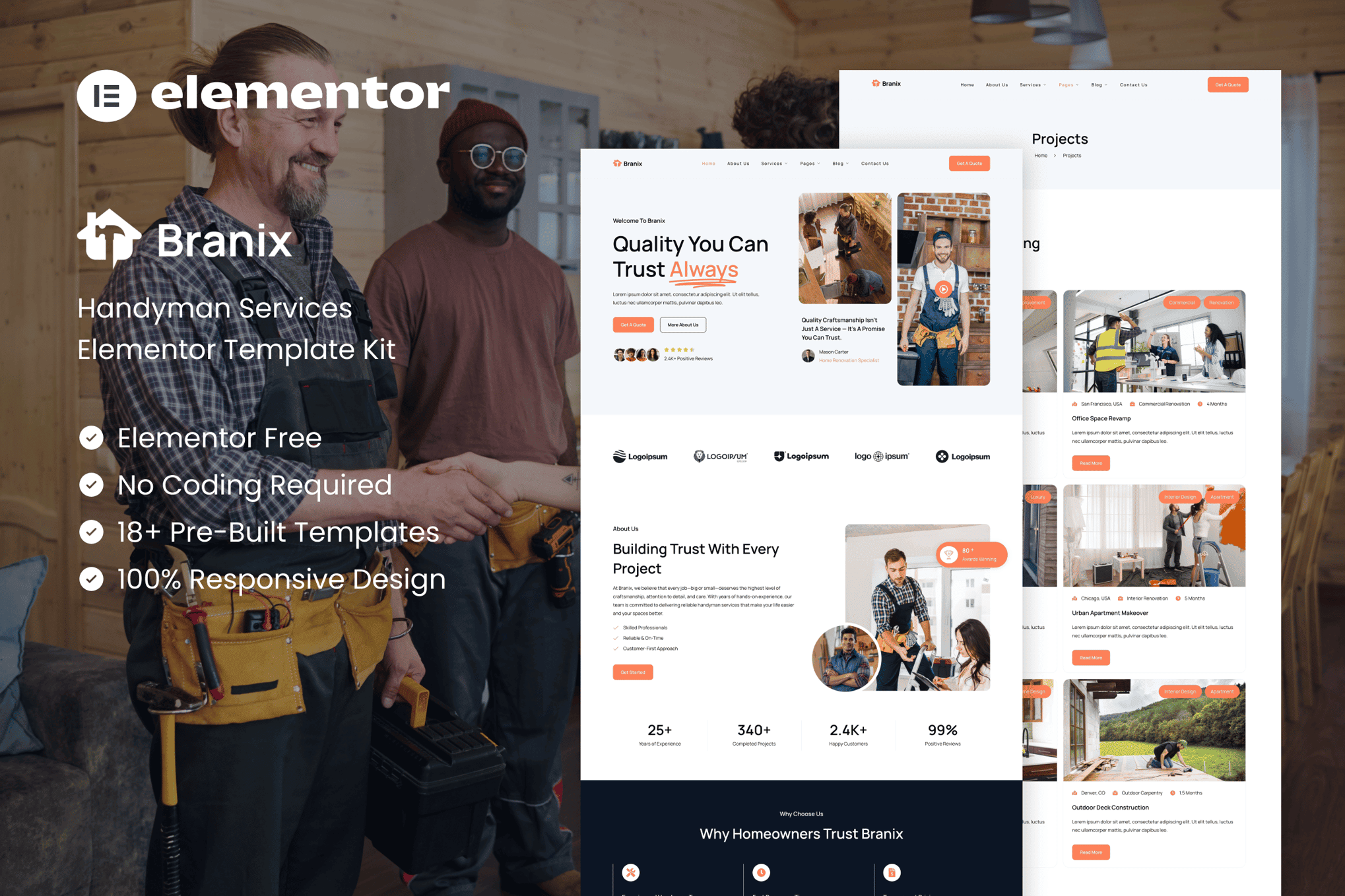 Branix – Handyman Services Elementor Template Kit