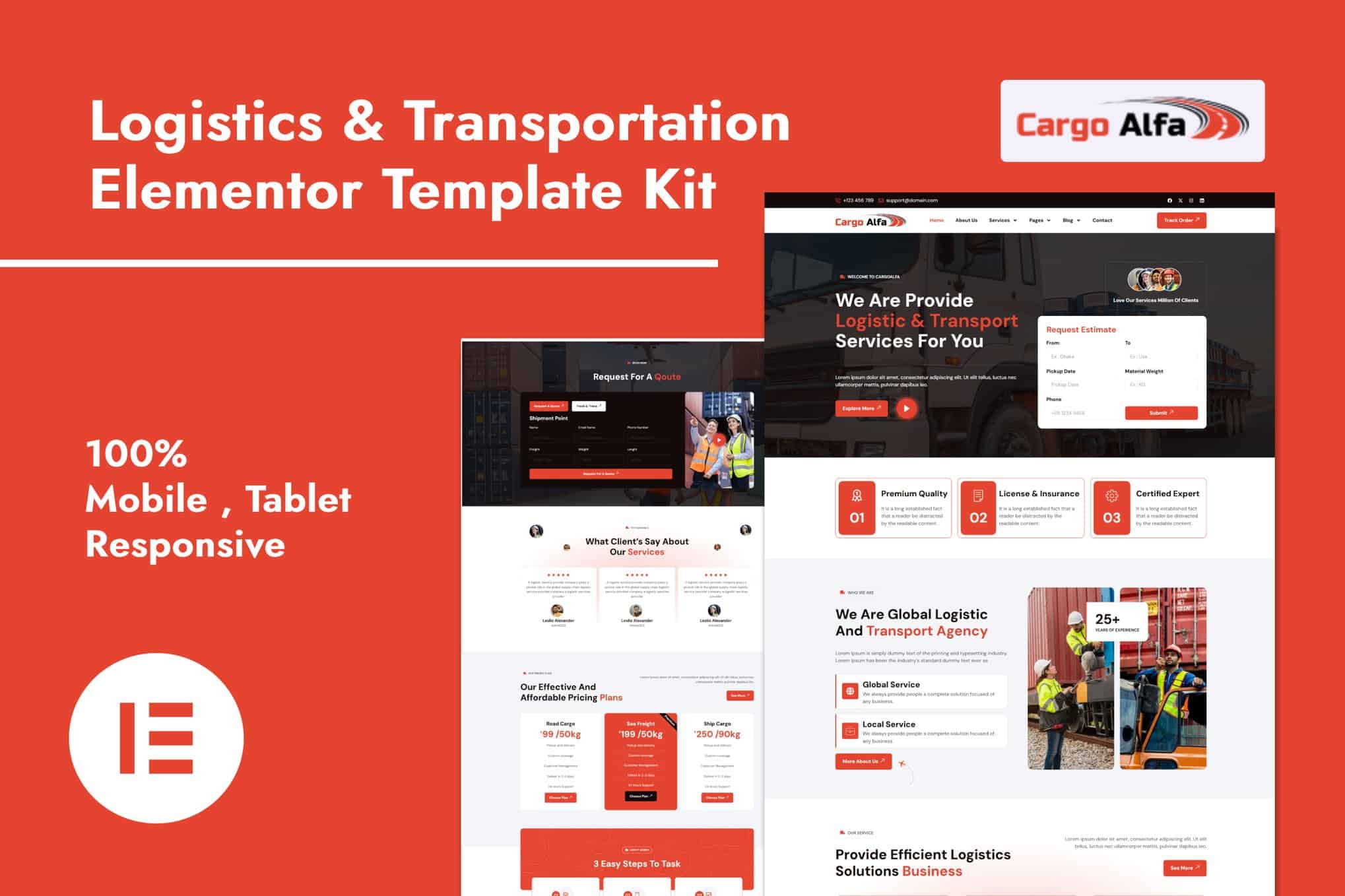 CargoAlfa – Logistics & Transportation Services Elementor Pro Template Kit