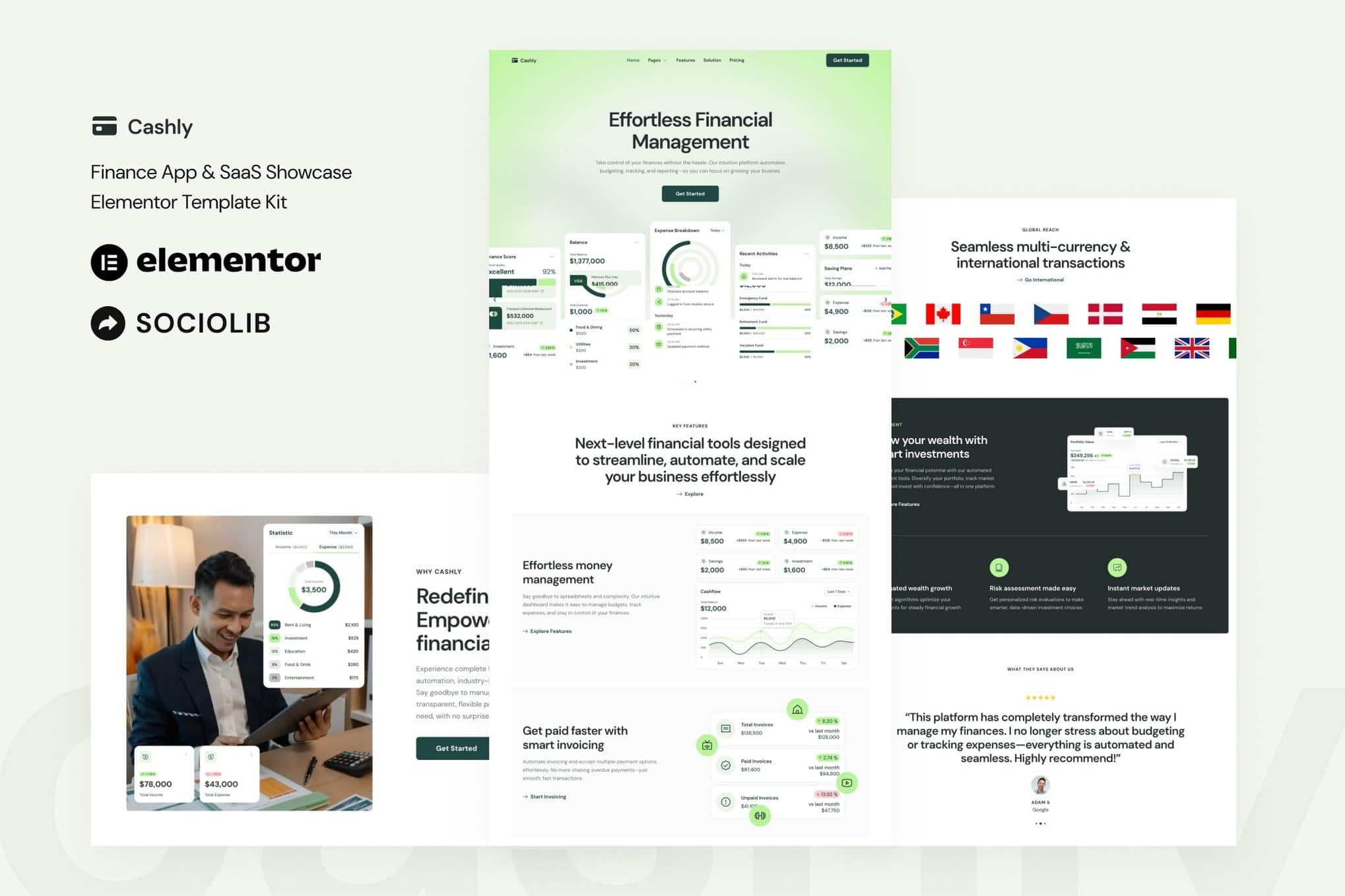 Cashly – Finance App & SaaS Showcase Elementor Template Kit