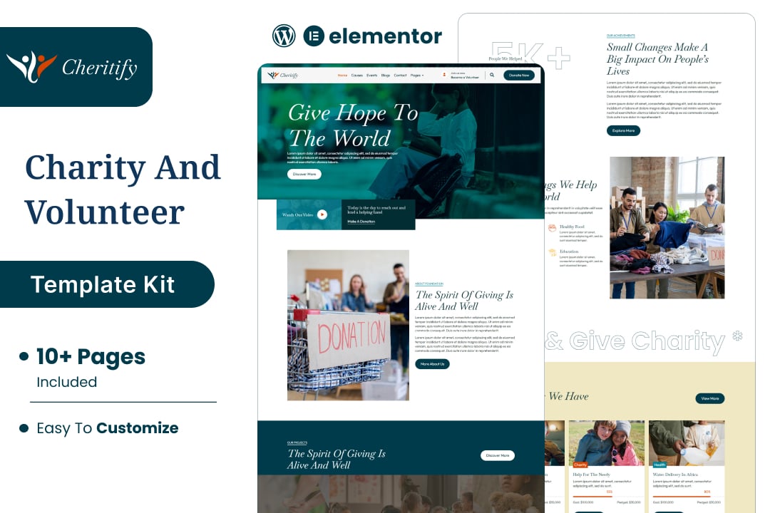 Charitify – Nonprofit Charity & Donation Elementor Template Kit