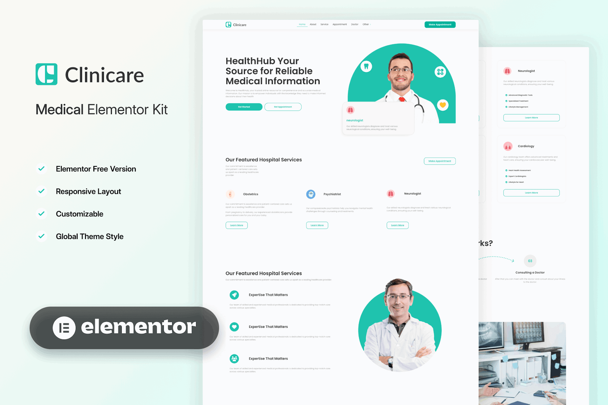 Clinicare - Elementor Template Kit Health & Medical Websites