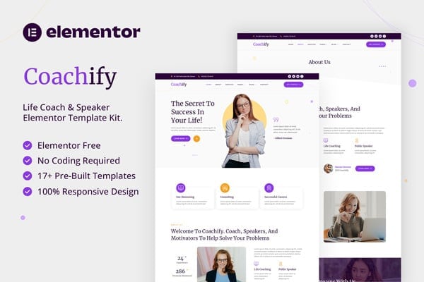 Coachify - Life Coach & Speaker Elementor Template Kit