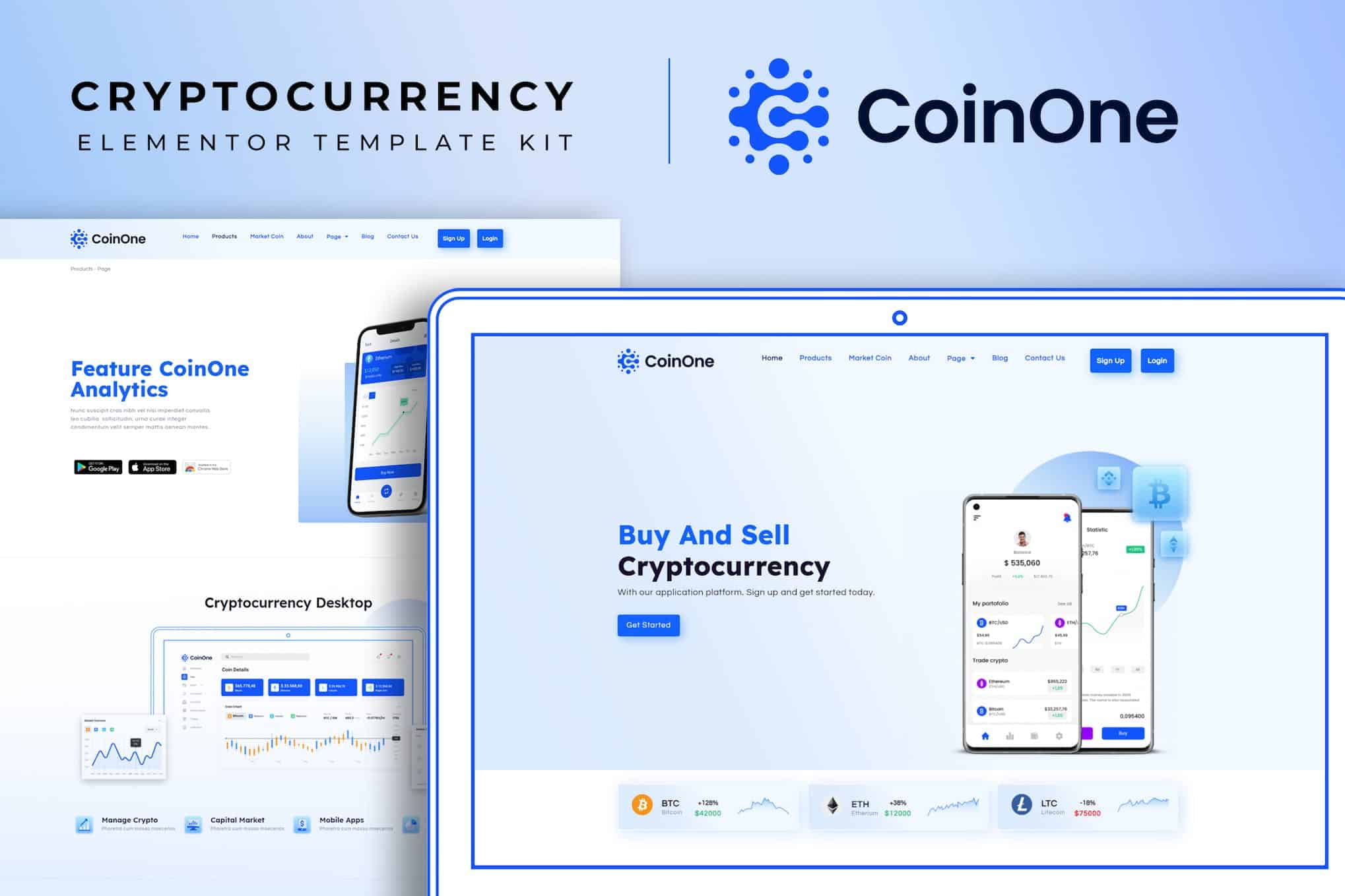 CoinOne - Cryptocurrency Elementor Template Kit