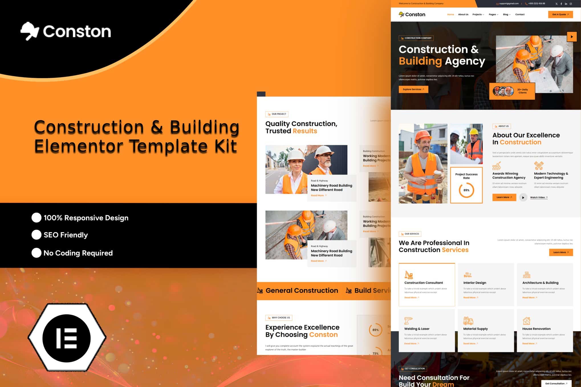 Conston – Construction Building Elementor Template Kit