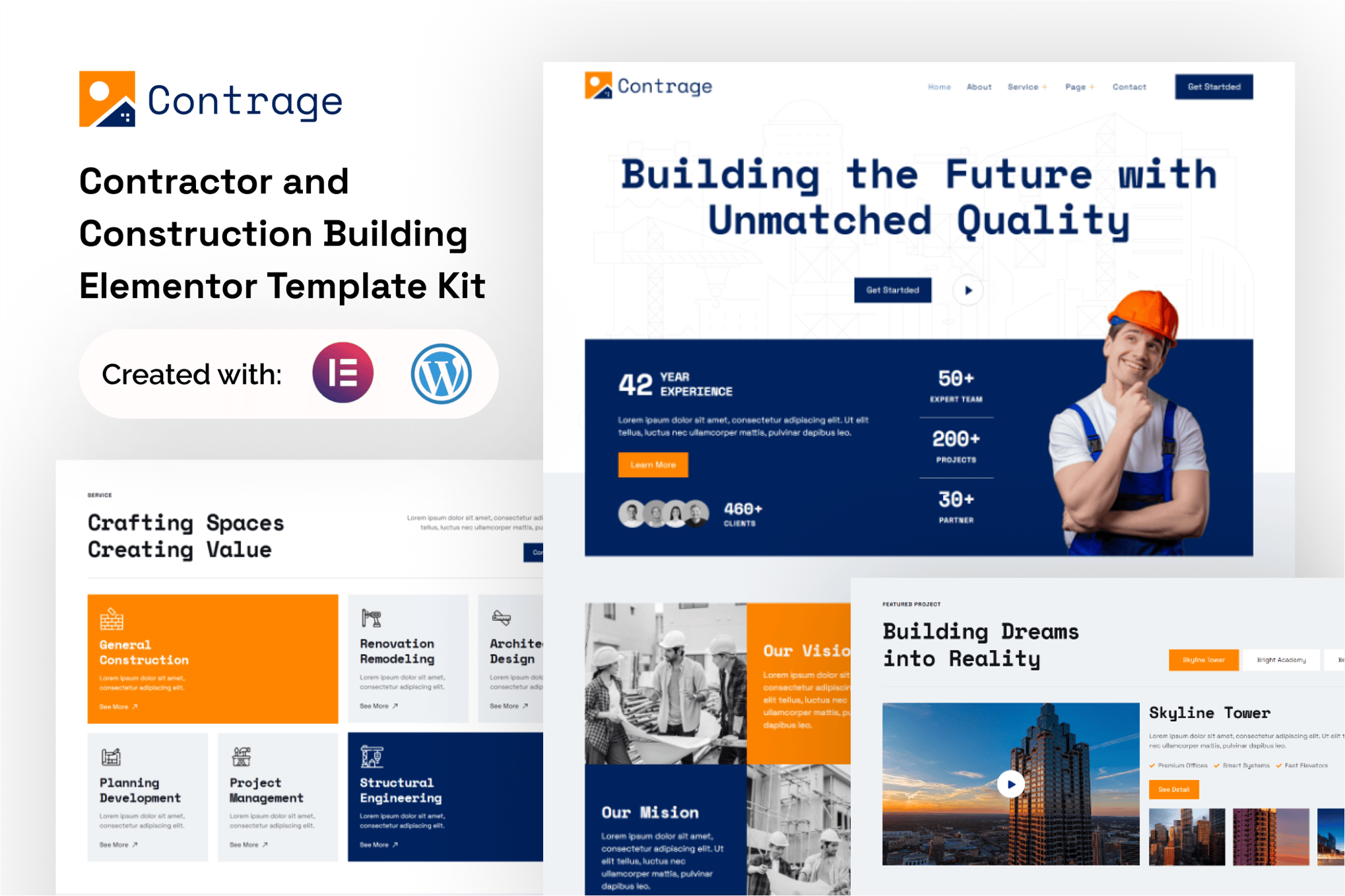 Contrage – Contractor and Construction Building Elementor Template Kit