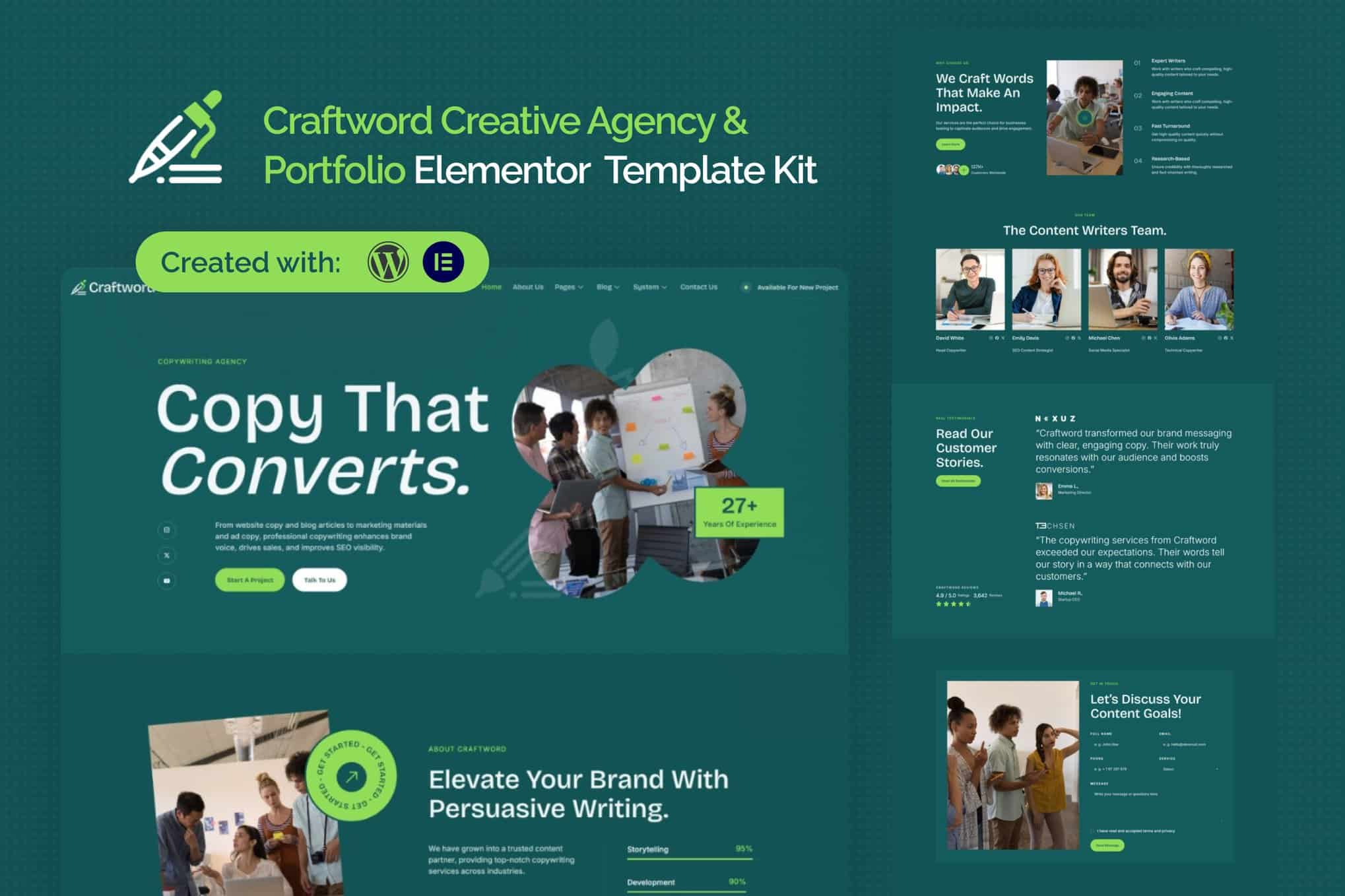 Craftword – Creative Agency & Copywiting Portfolio Elementor Template Kit