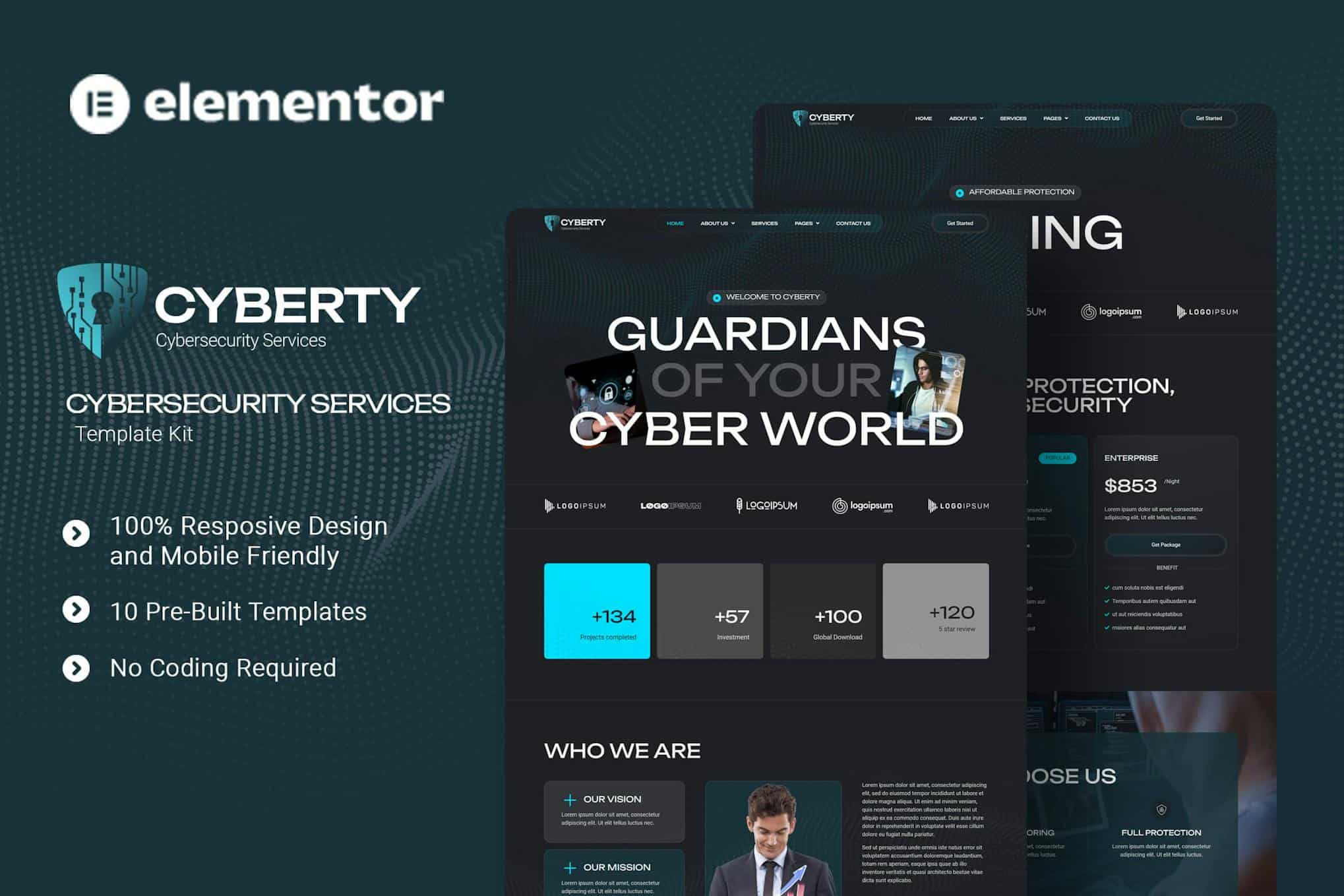 Cyberty - Cyber Security Service Elementor Template Kit