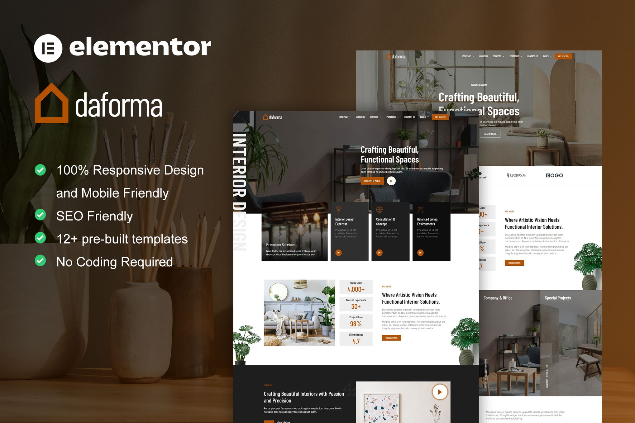 Daforma – Interior Design Service Elementor Pro Template Kit