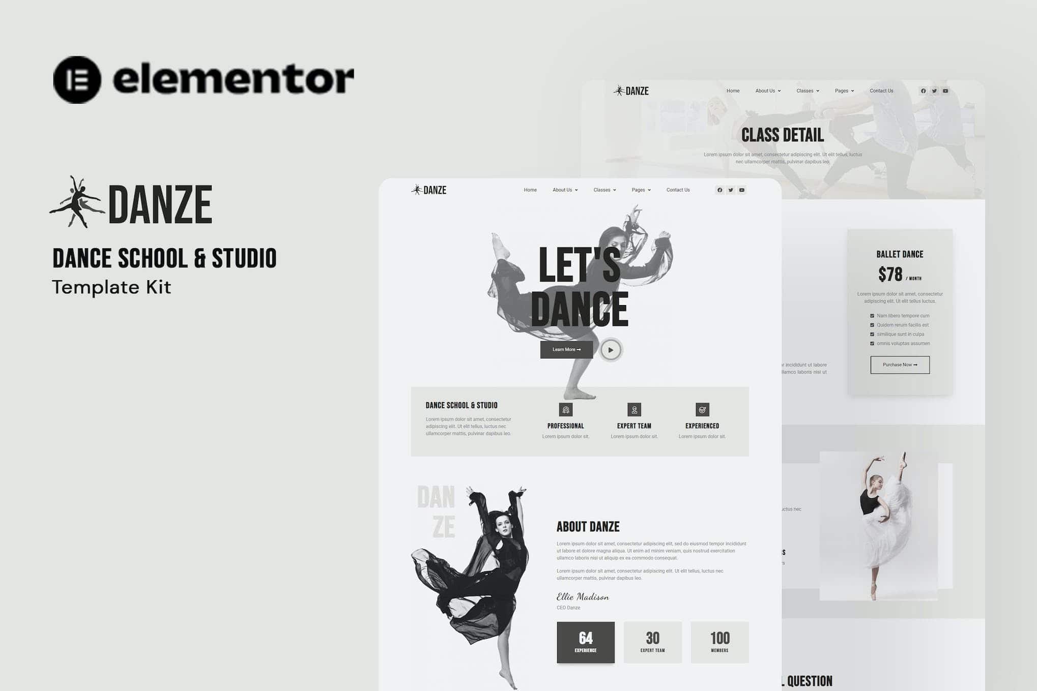 Danze - Dance Studio School Elementor Template Kit