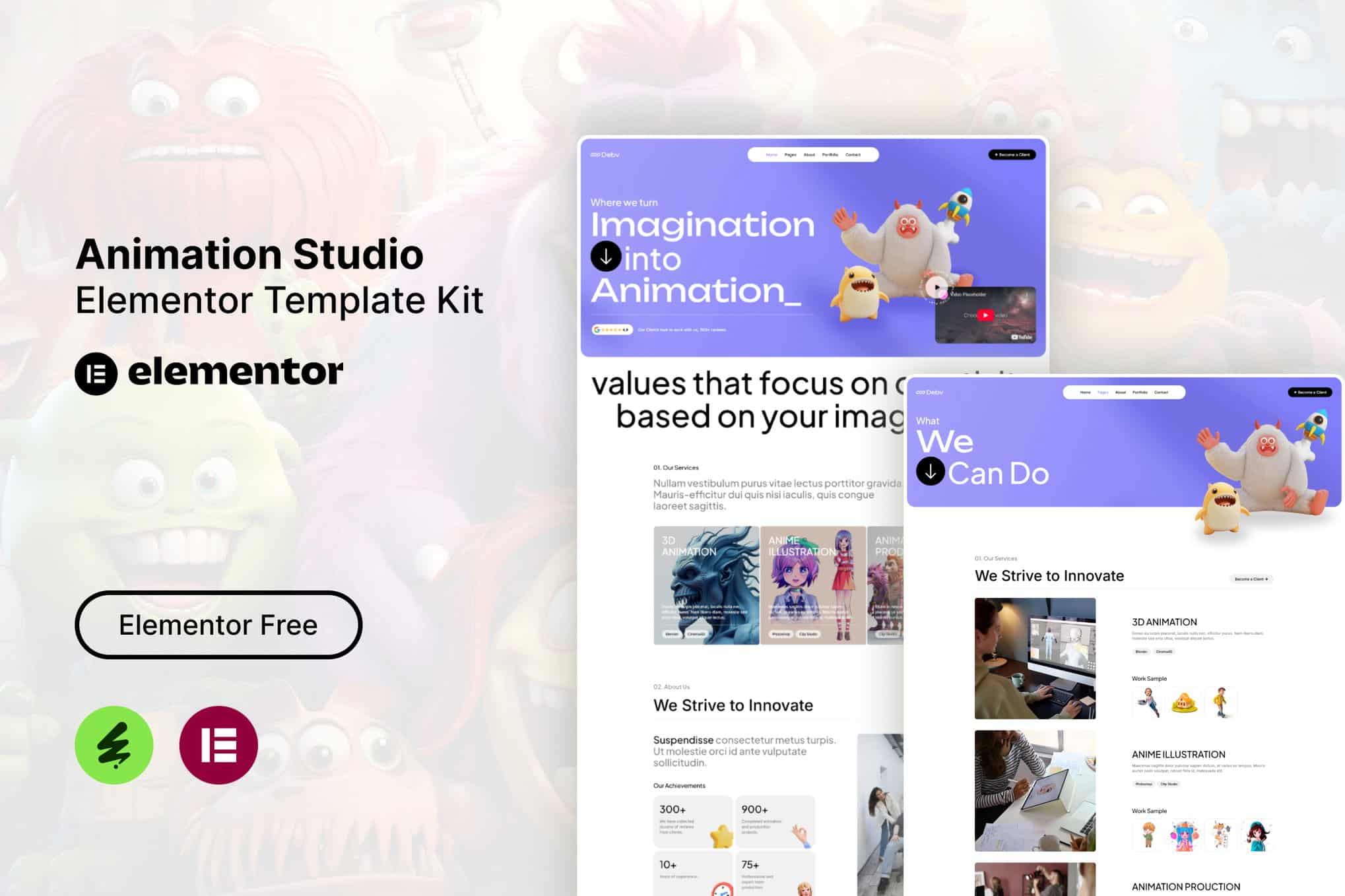 Debv – Animation Studio Elementor Template Kit