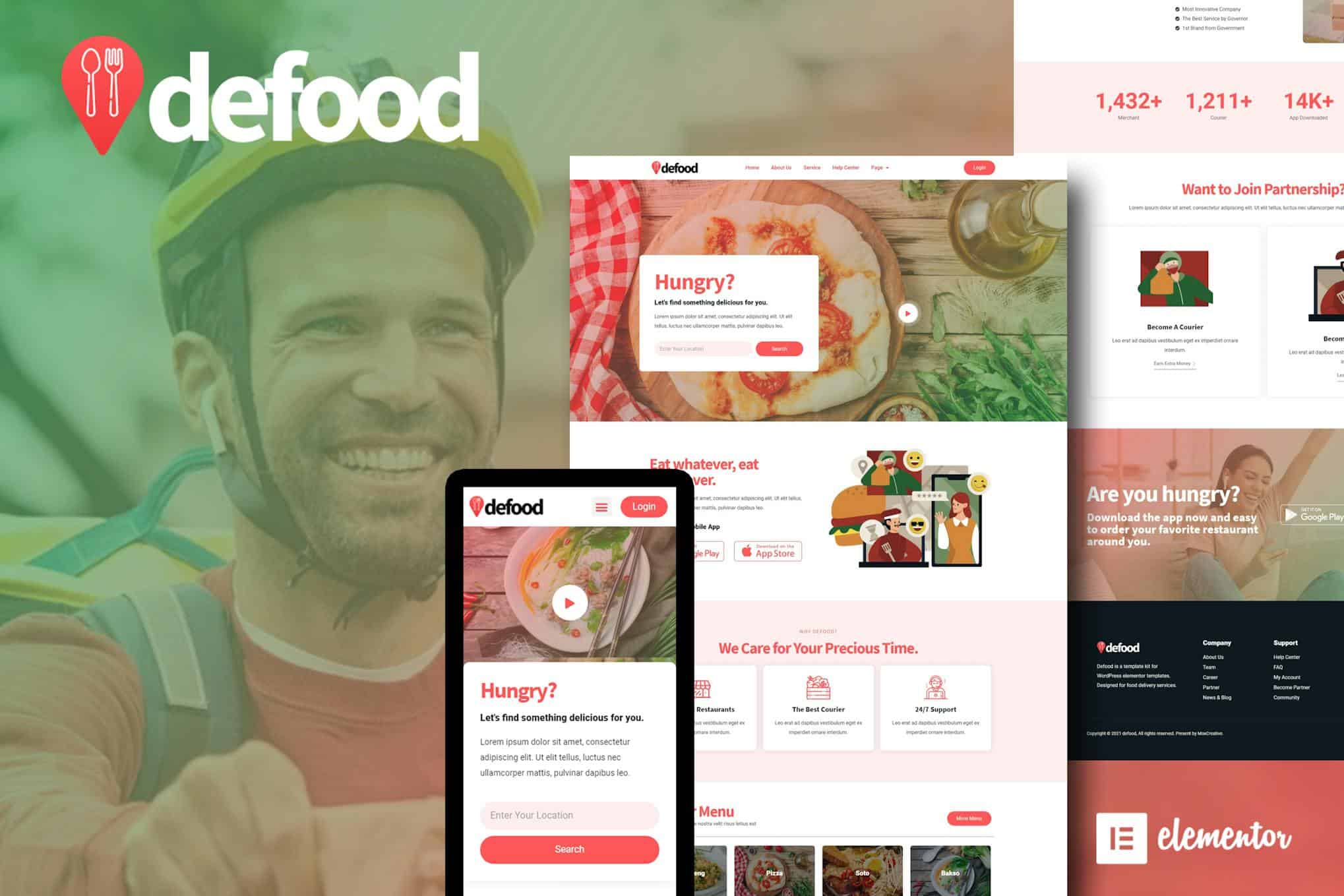 DeFood - Food Delivery Elementor Template Kit