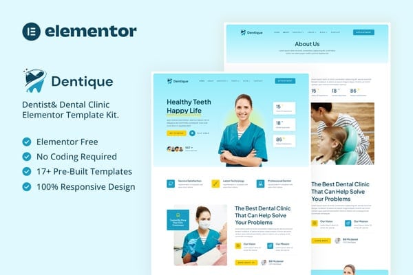 Dentique - Dentist & Dental Clinic Elementor Template Kit
