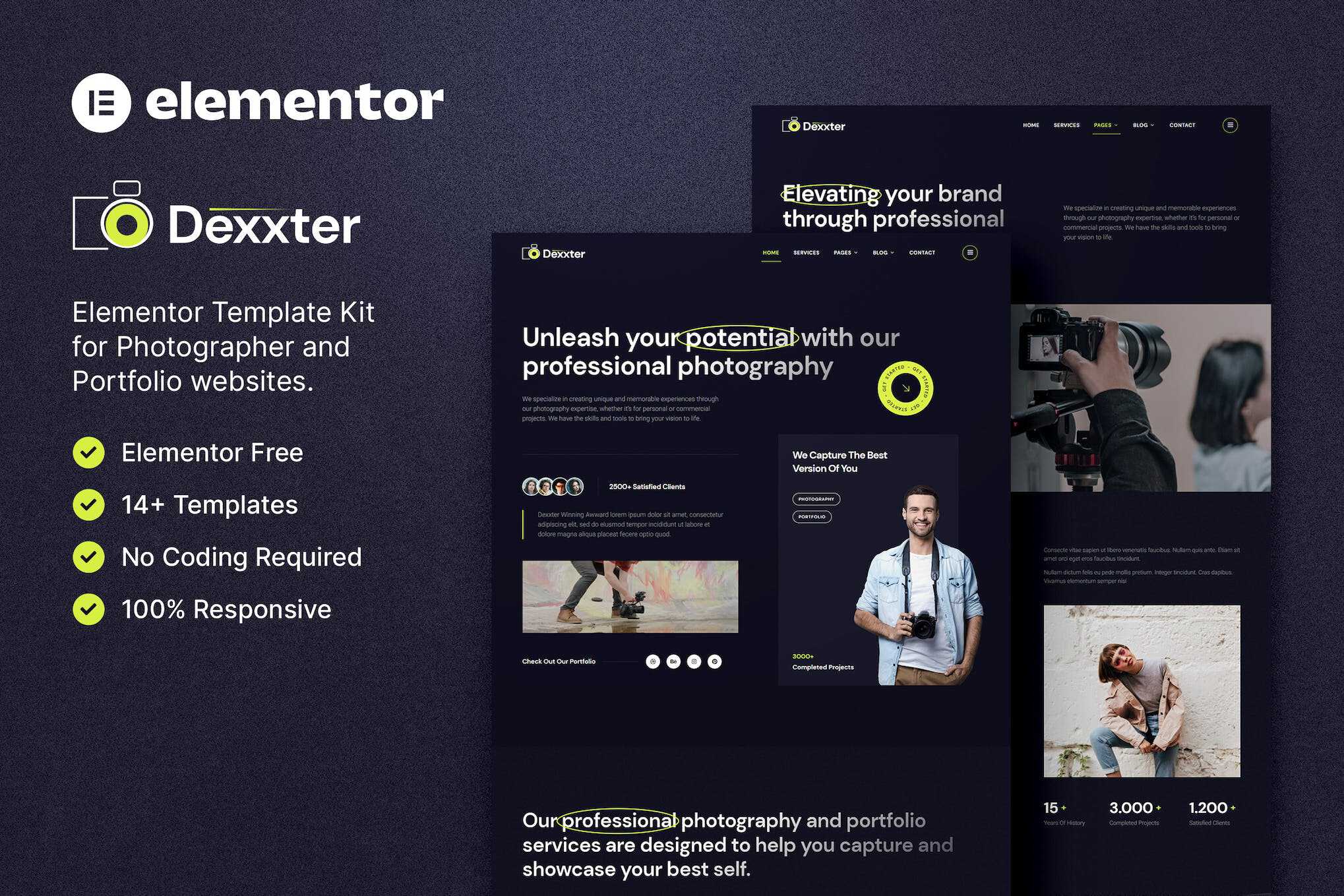 Dexxter - Photography & Portfolio Elementor Template Kit