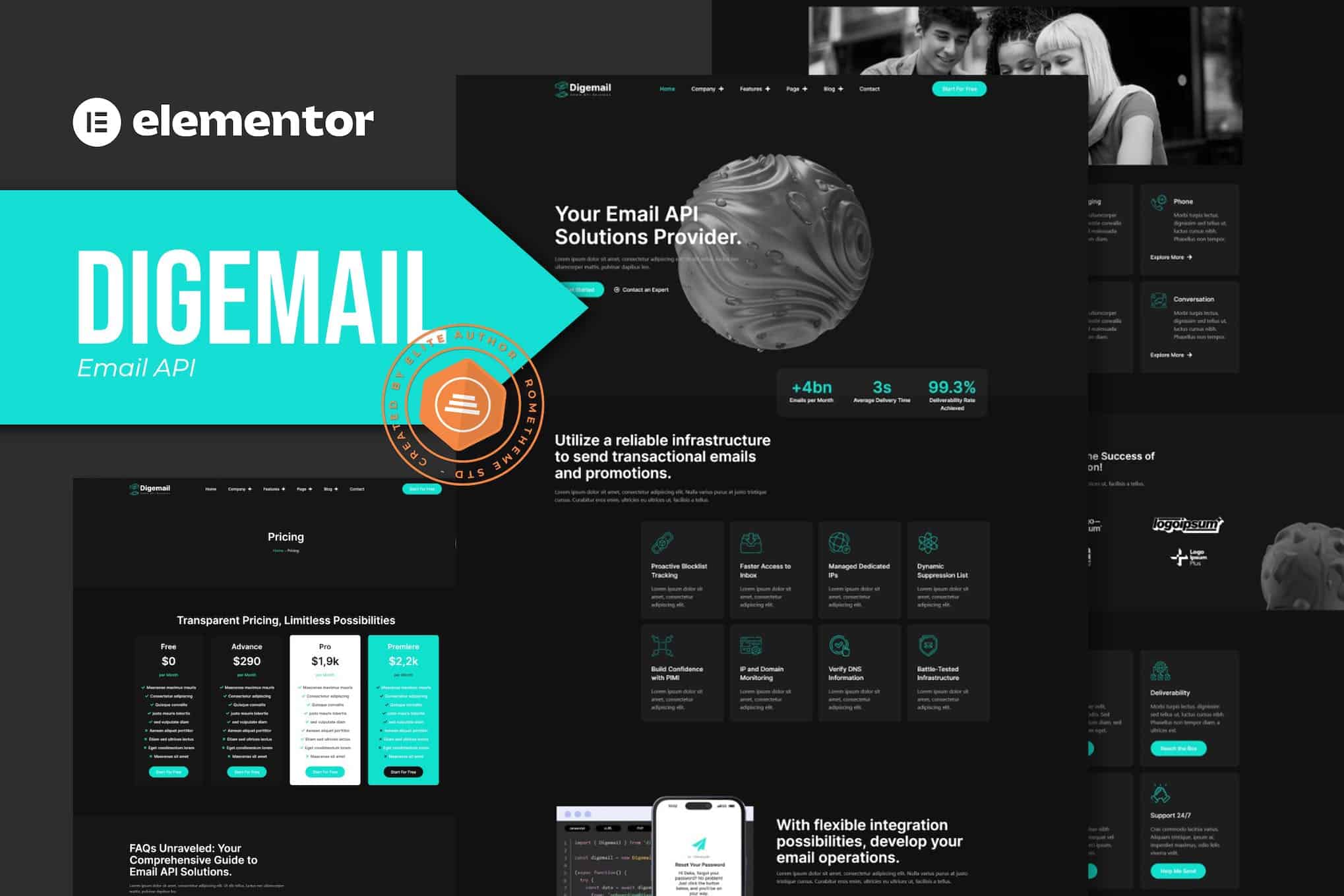 Digemail - Email API Solutions & Services Elementor Pro Template Kit