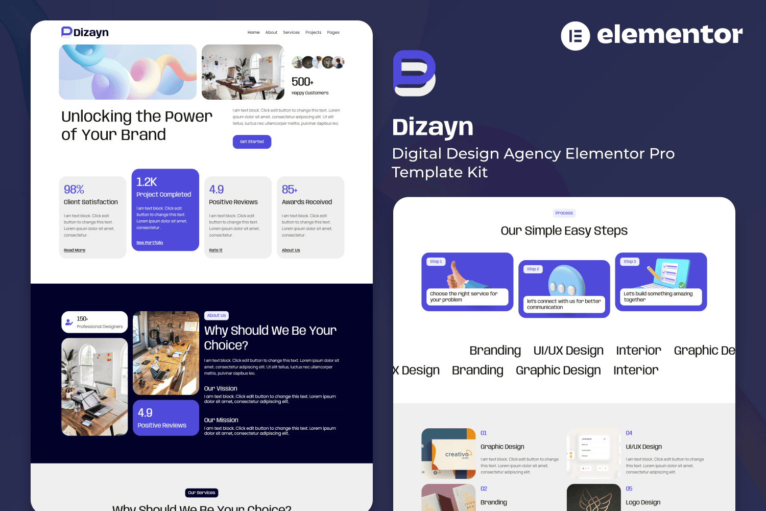 Dizayn – Digital Design Agency Elementor Pro Template Kit
