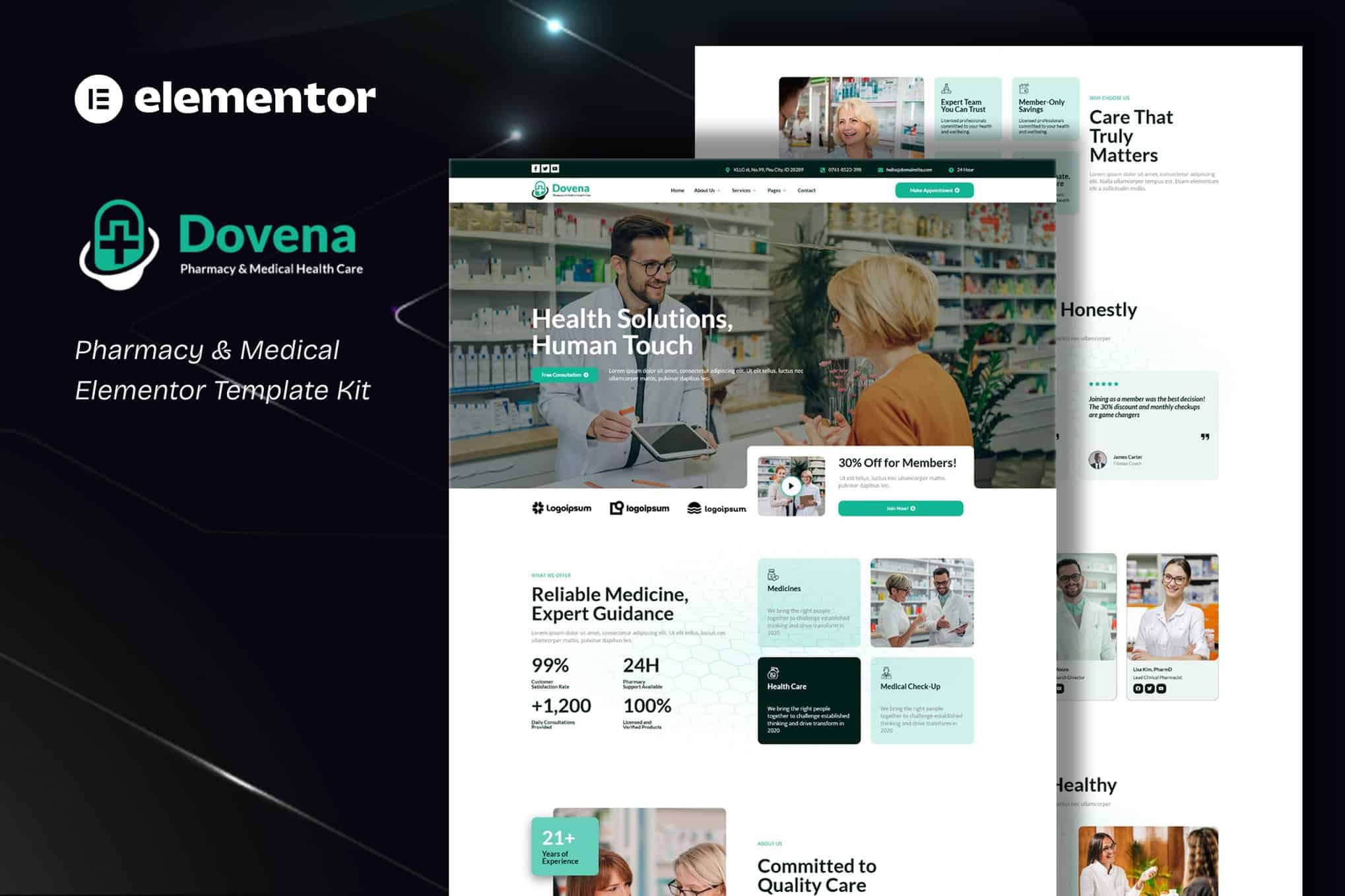 Dovena – Pharmacy & Medical Elementor Template Kit