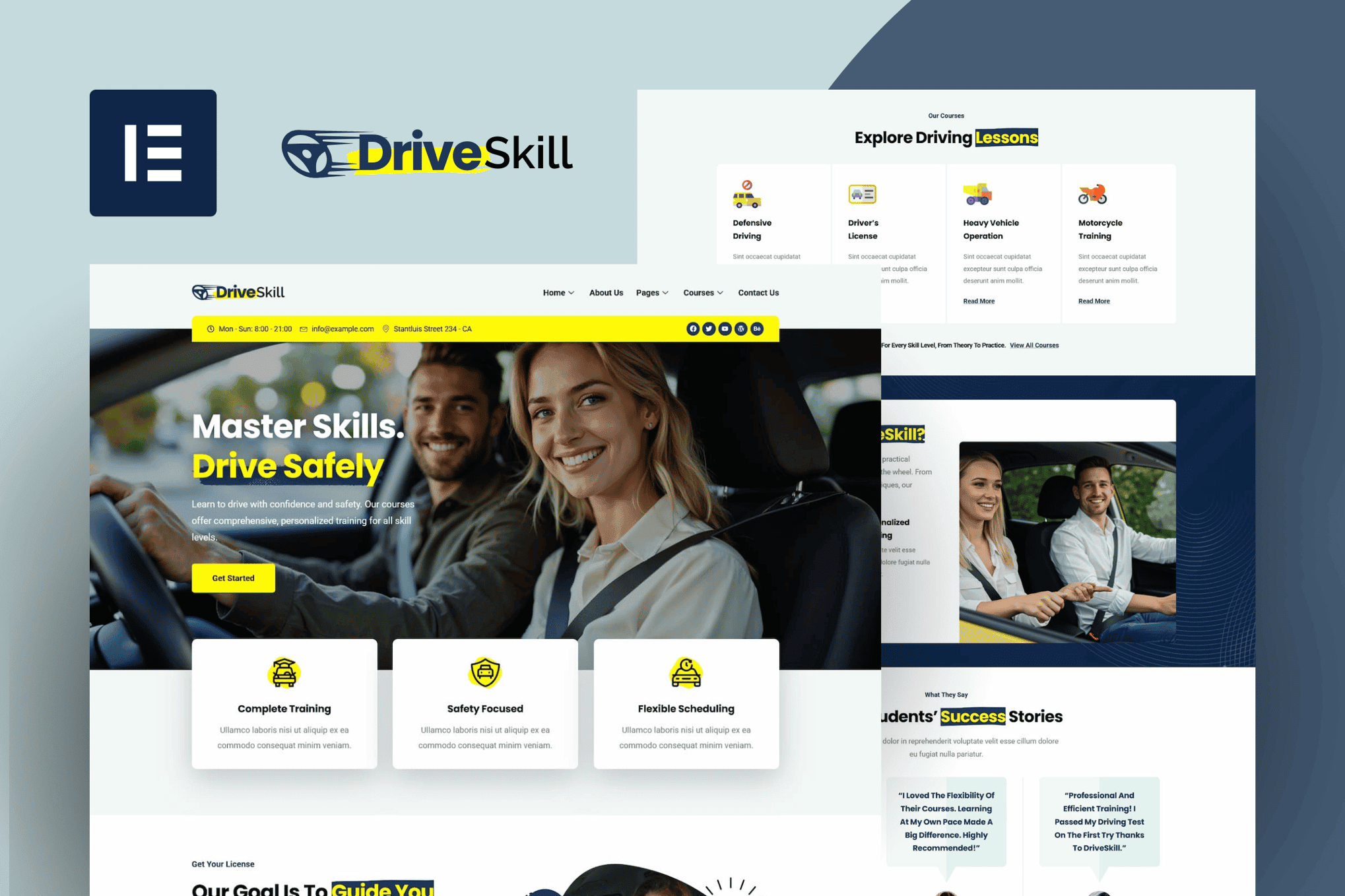 DriveSkill – Driving School Elementor Template Kit