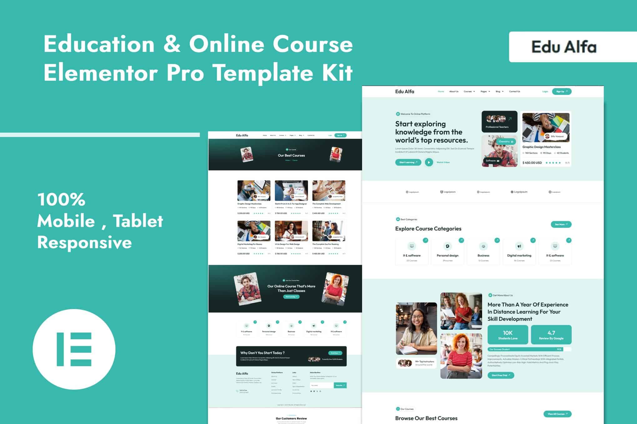 EduAlfa – Education & Online Course Elementor Pro Template Kit