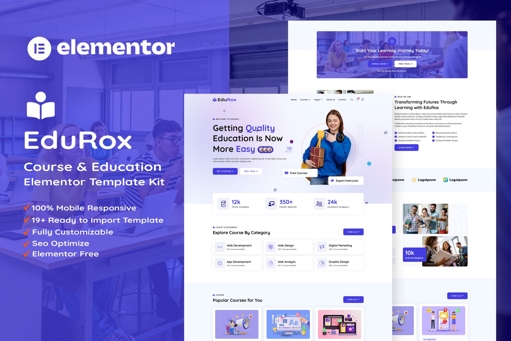 EduRox – Online Course & Education Elementor Pro Template Kit