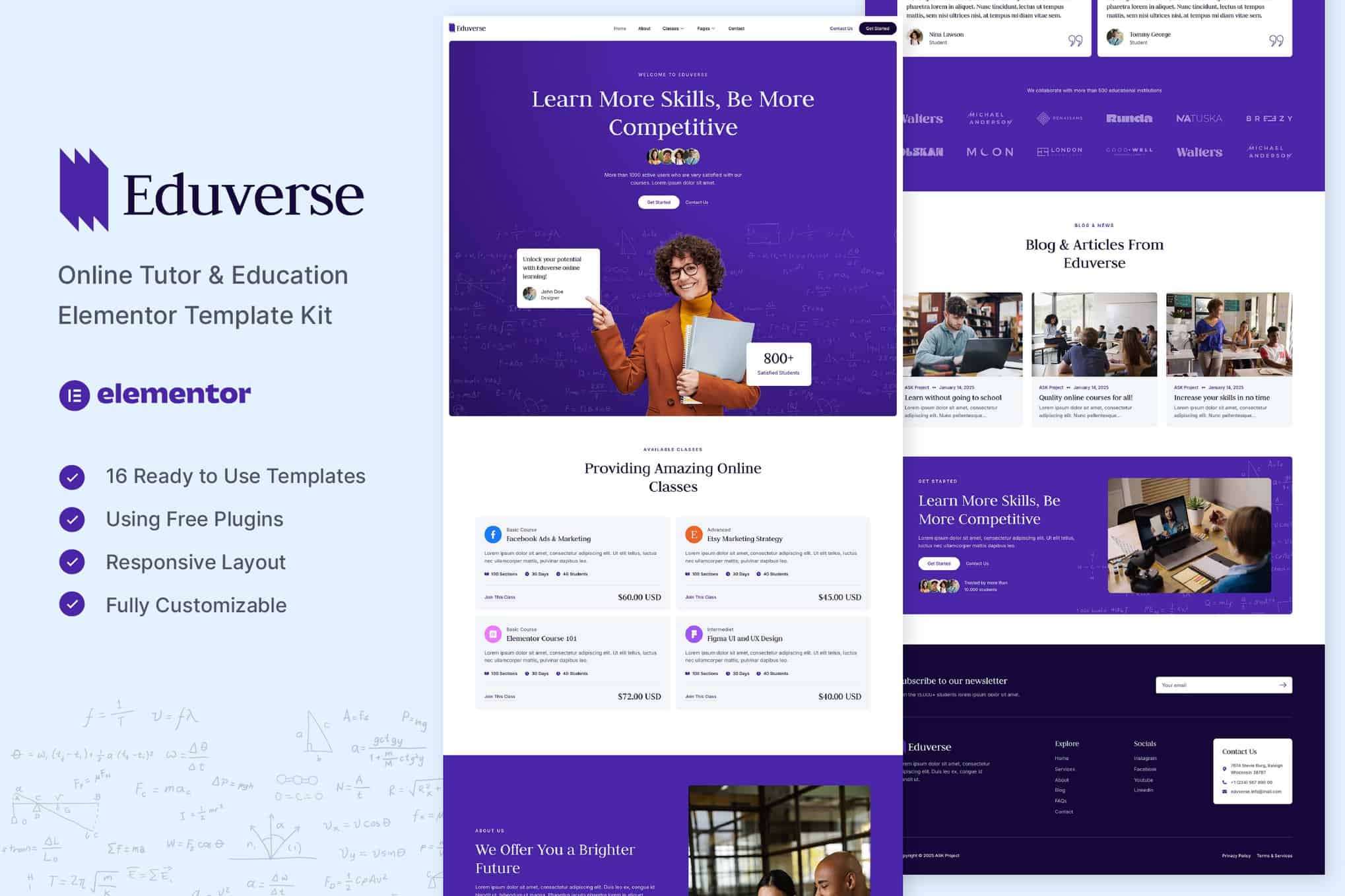 Eduverse – Online Tutor & Education Elementor Template Kit
