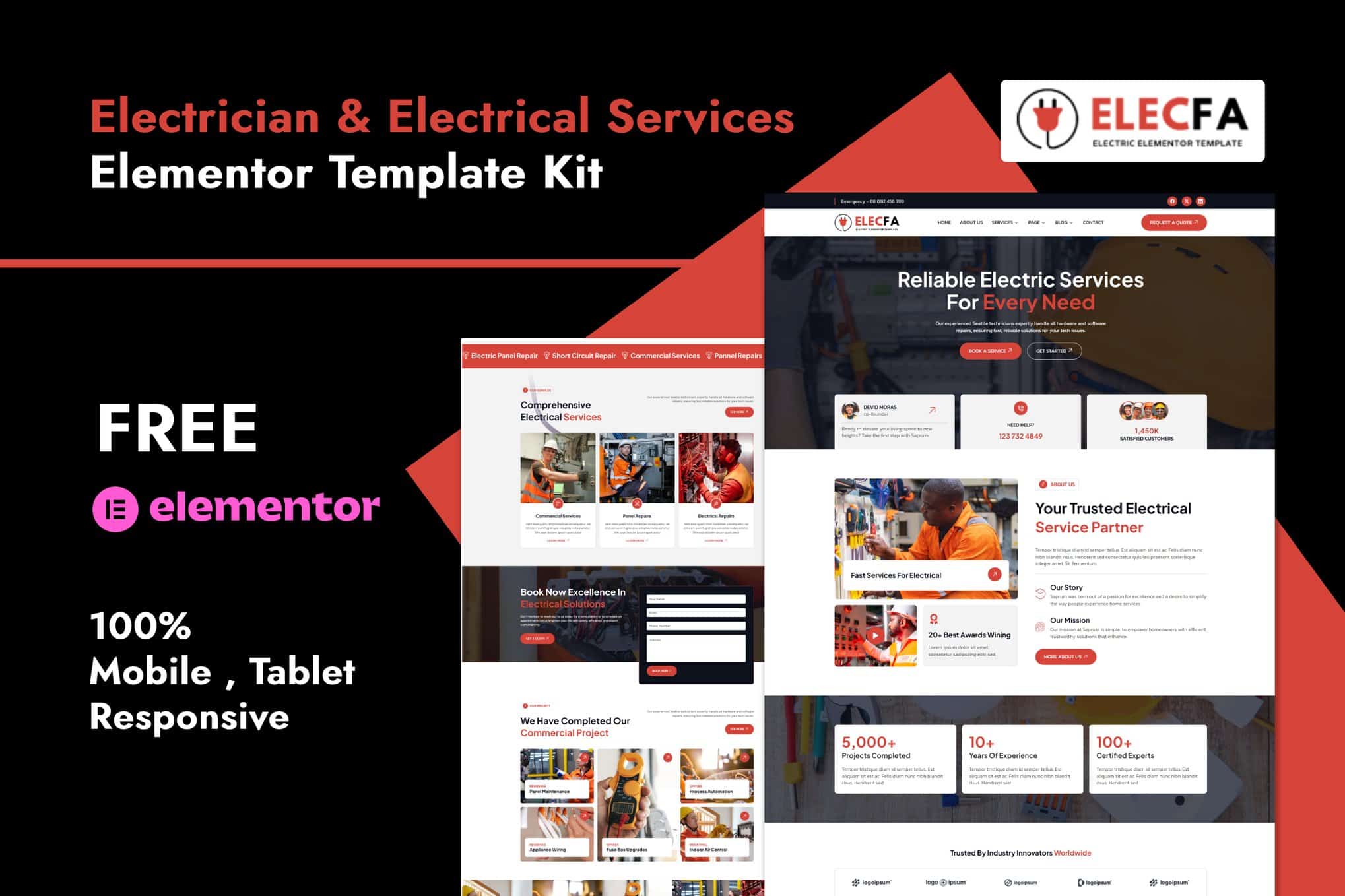 Elecfa – Electrician & Electrical Services Elementor Template Kit