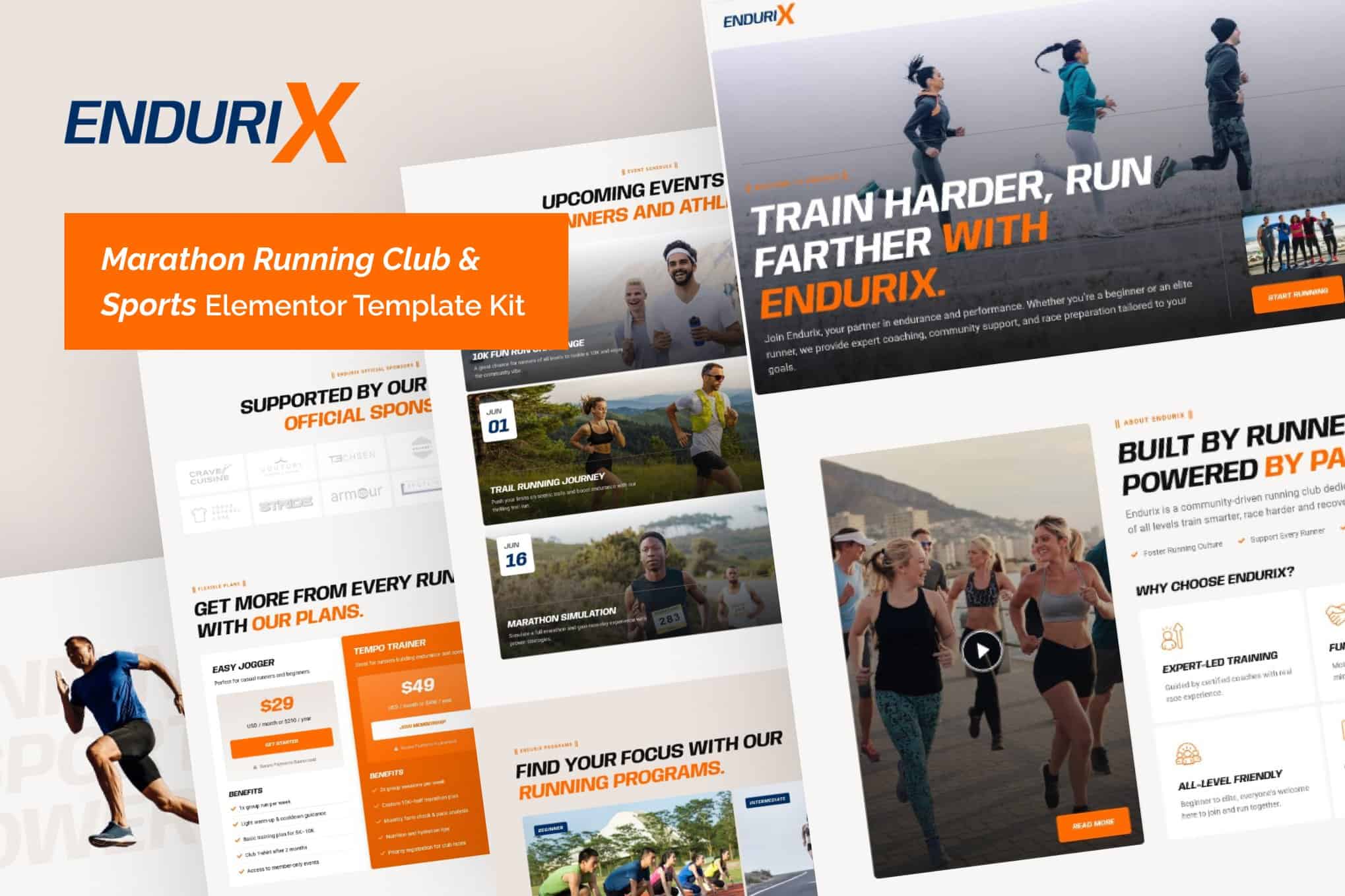 Endurix – Marathon Running Club & Sports Elementor Template Kit