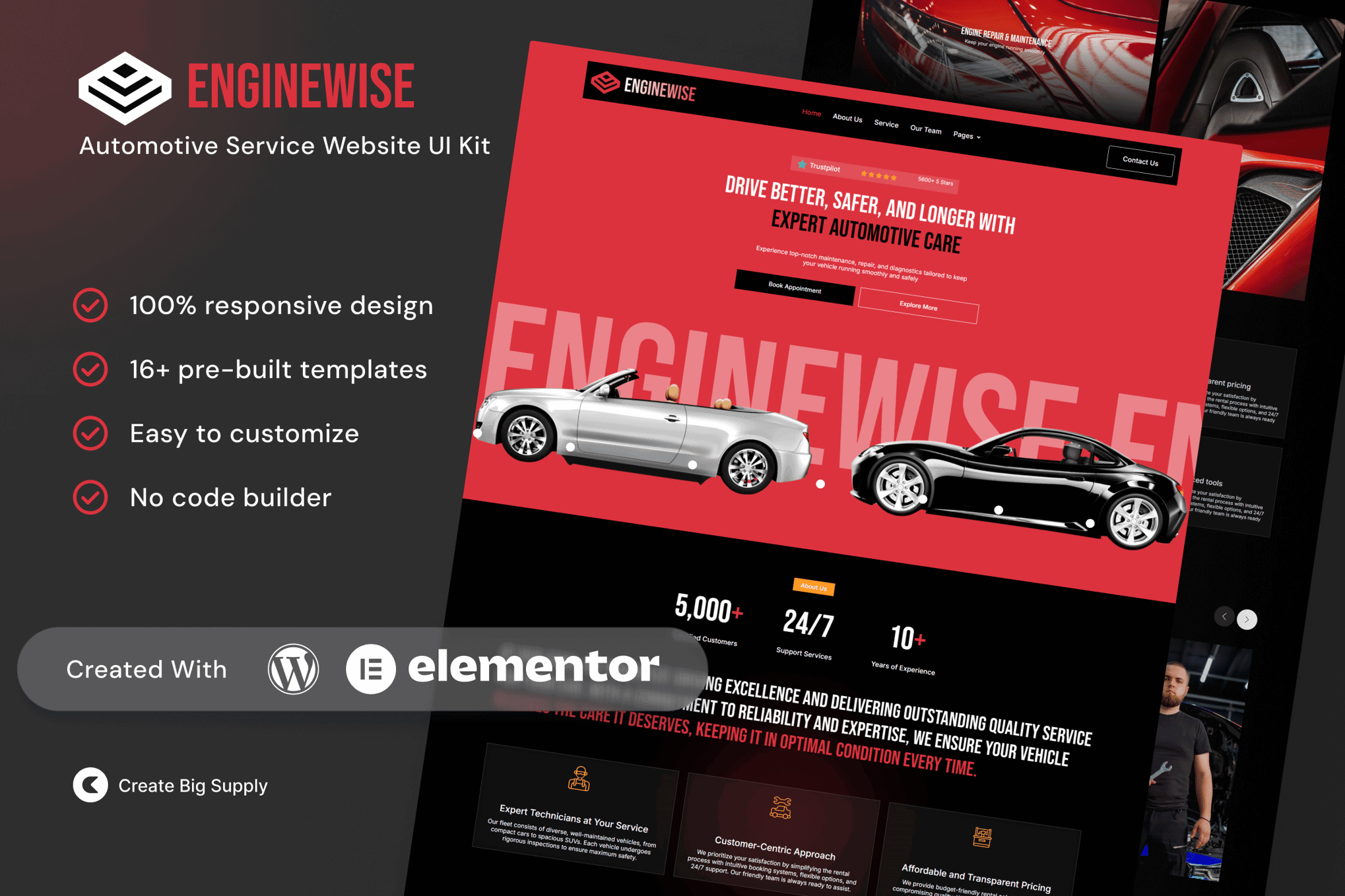EngineWise – Automotive Service Elementor Template Kit