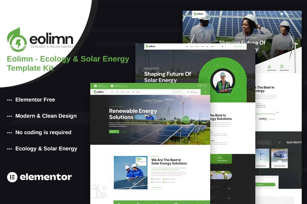 Eolimn – Ecology & Solar Energy Elementor Template Kit
