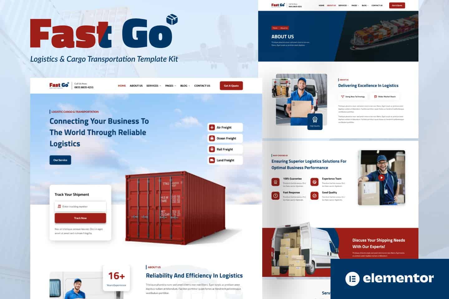 FastGo – Logistics & Cargo Transportation Elementor Template Kit