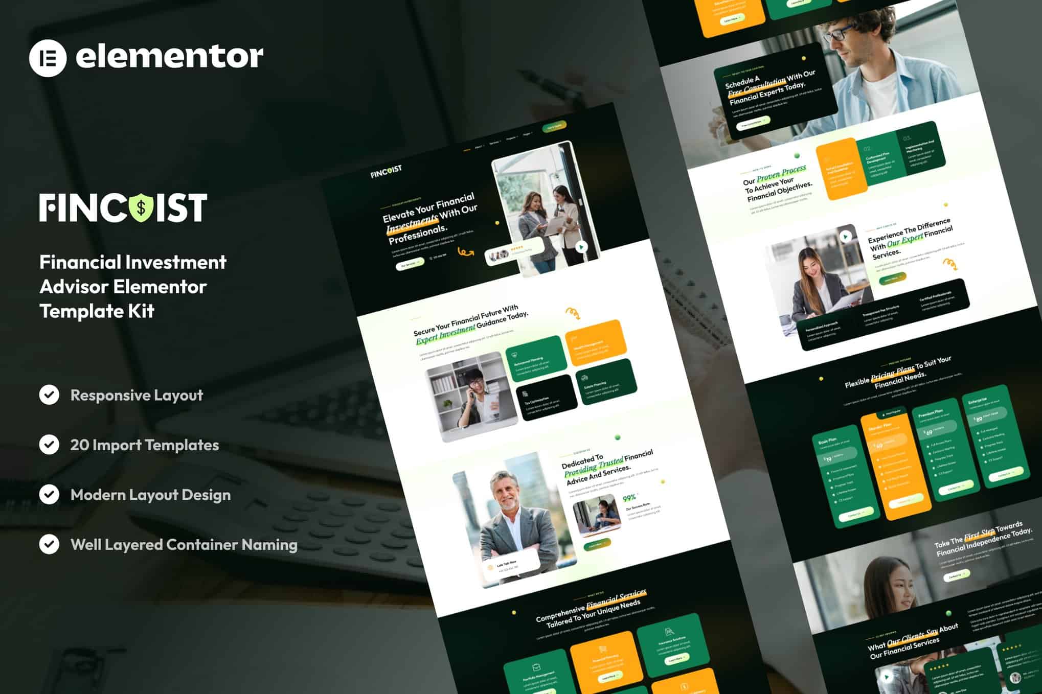Fincoist – Financial Investment Advisor Elementor Template Kit