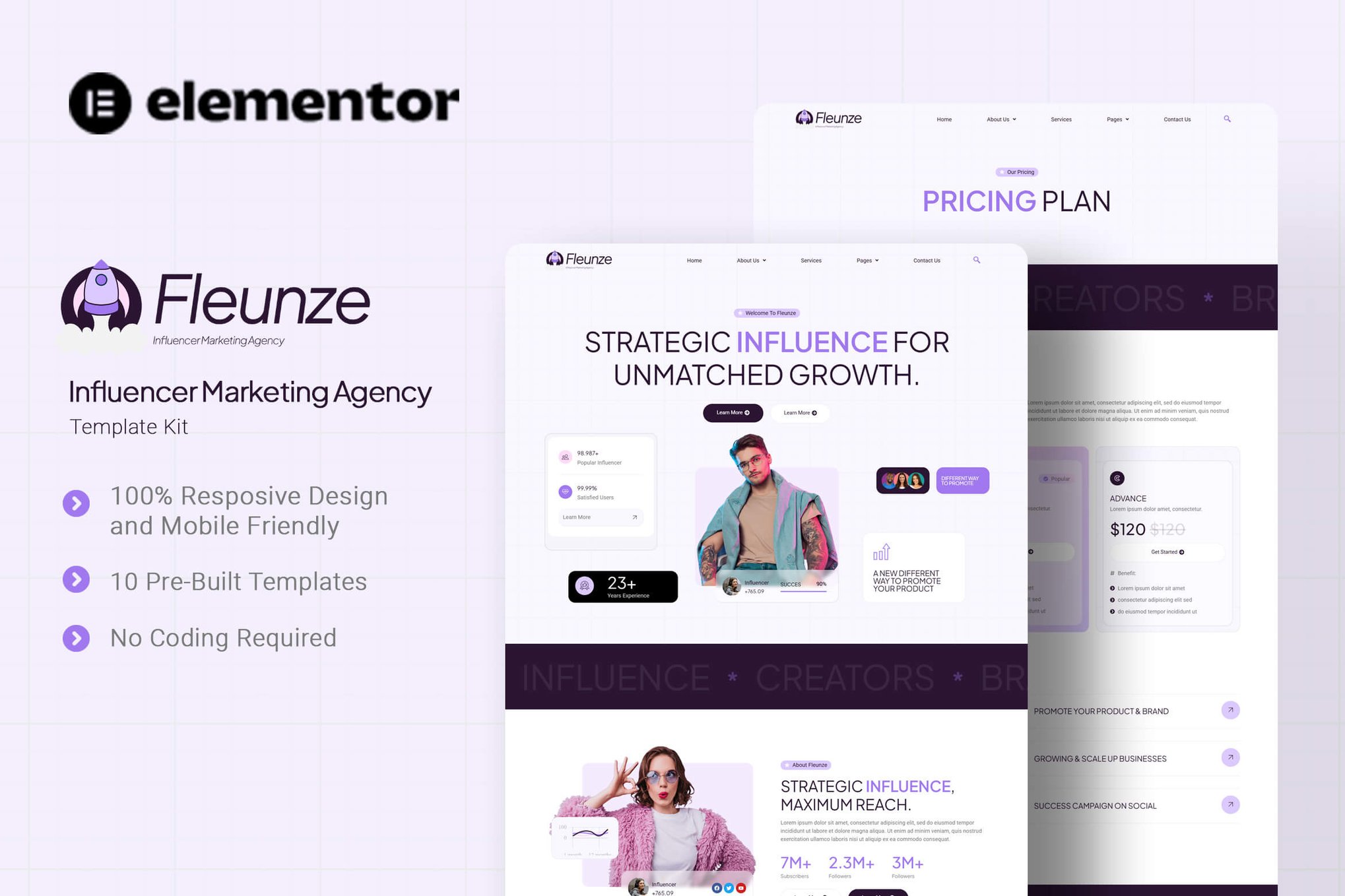 Fleunze – Influencer Marketing Agency Elementor Template Kit