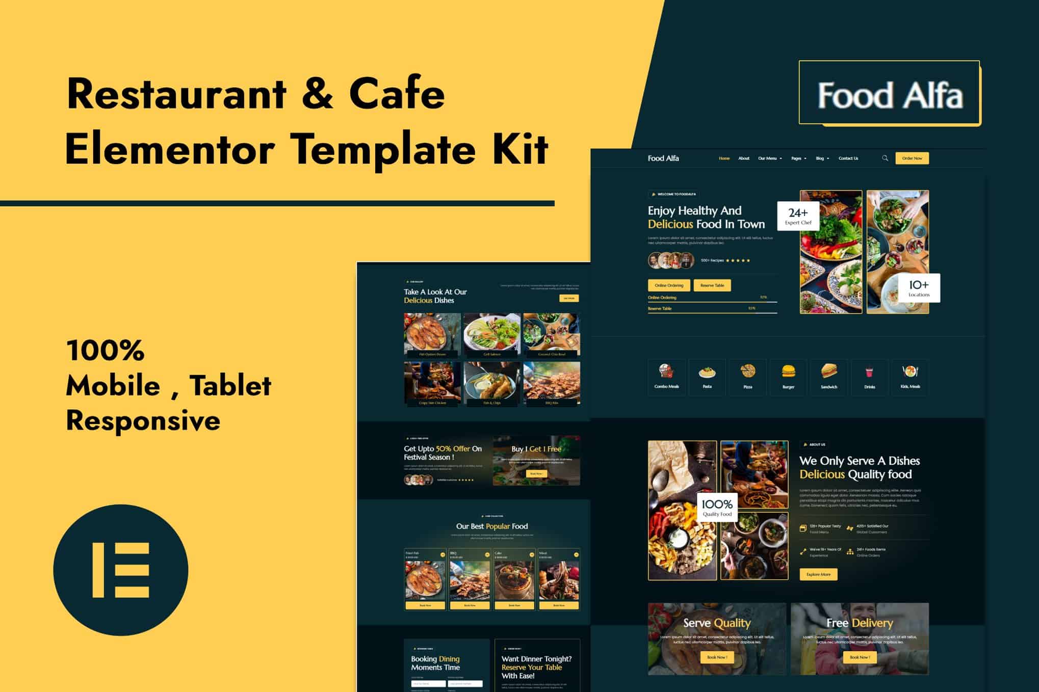 Food Alfa – Restaurant & Cafe Elementor Pro Template Kit