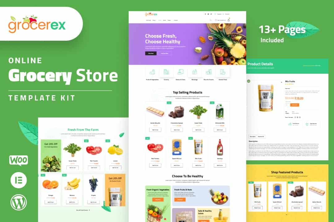 Grocerex - Grocery Store Elelmentor Pro Template Kit