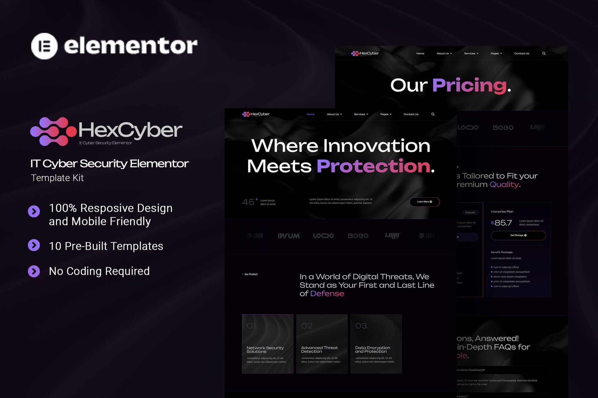 Hexcyber – IT Cyber Security Elementor Template Kit