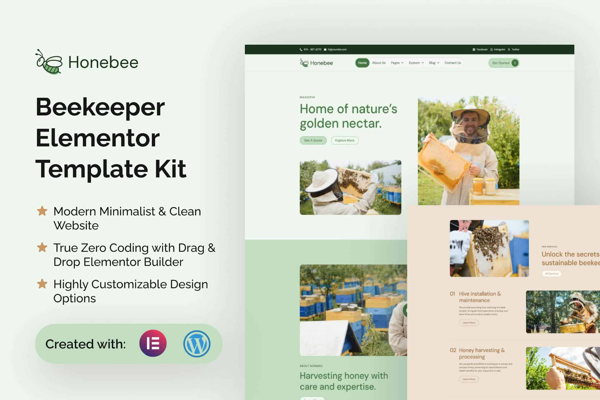 Honebee - Beekeeper Elementor Template Kit