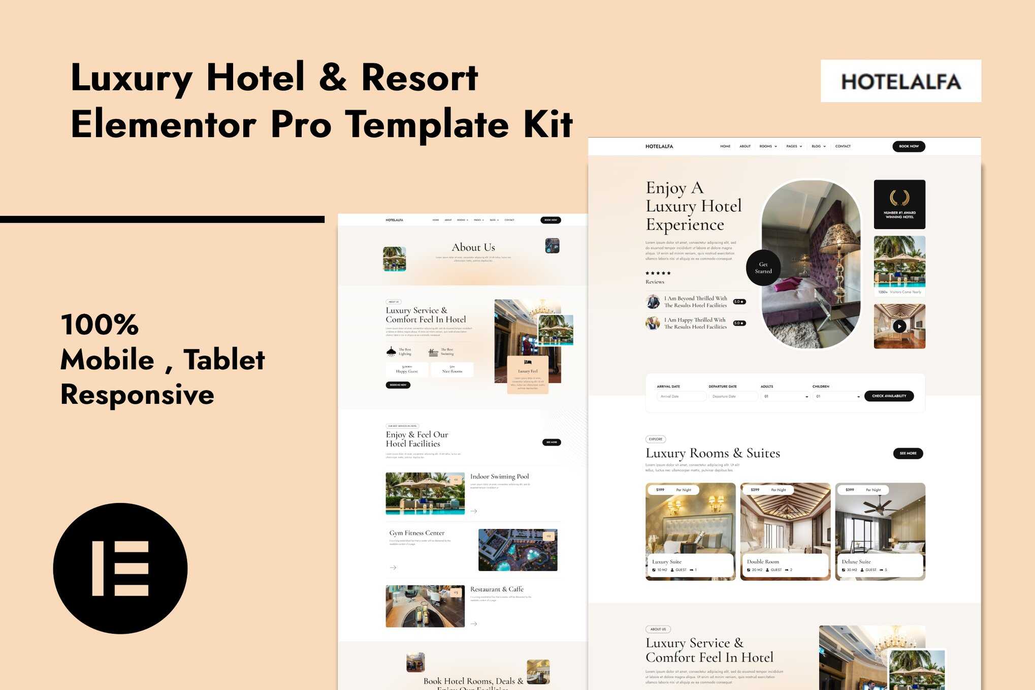 HotelAlfa – Luxury Hotel & Resort Elementor Pro Template Kit