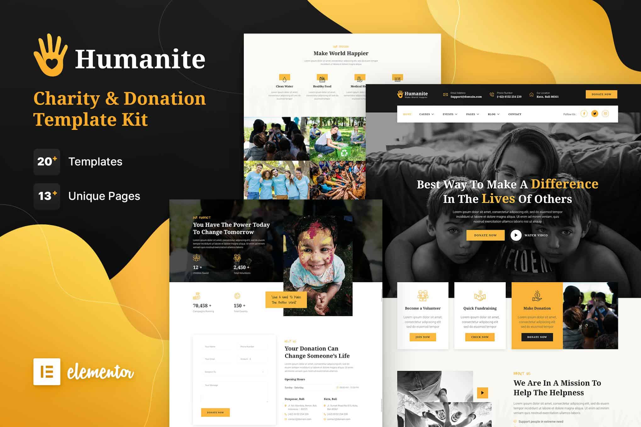 Humanite - Charity & Donation Elementor Template Kit