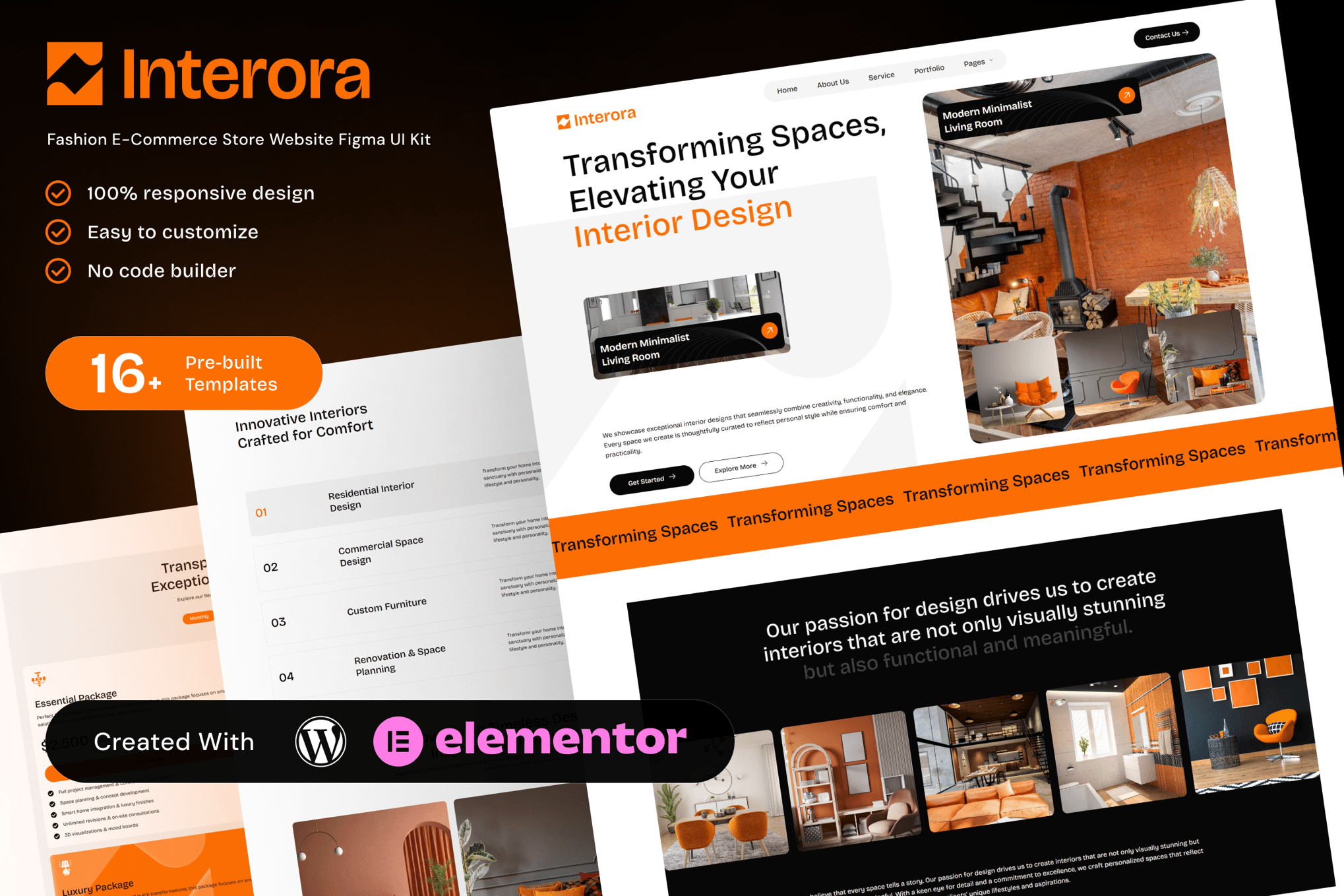 Interora – Interior Design Portfolio Elementor Template Kit